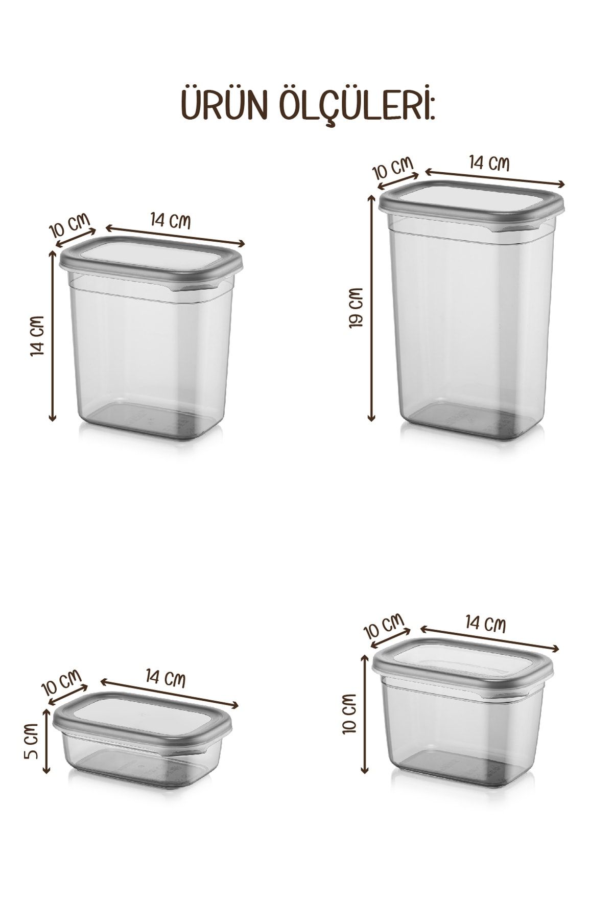 Vienev-Set of 24 Peggy Rectangular Storage Containers 6x(1500-1150-800-400 Ml) with Screen Printing Label, Anthracite 8