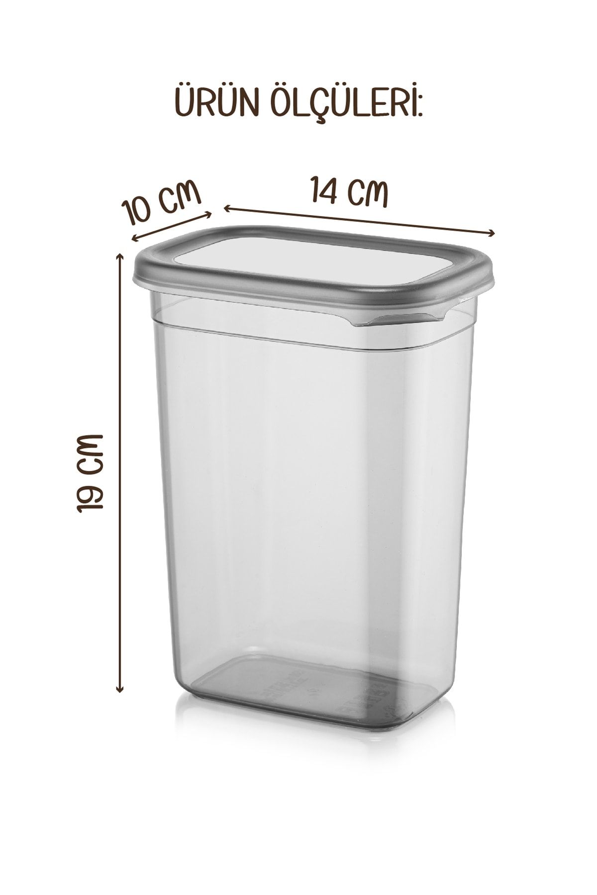 Vienev-Set of 6 Peggy Rectangular Storage Containers with White Screen Printing Label 1500 Ml Anthracite 8