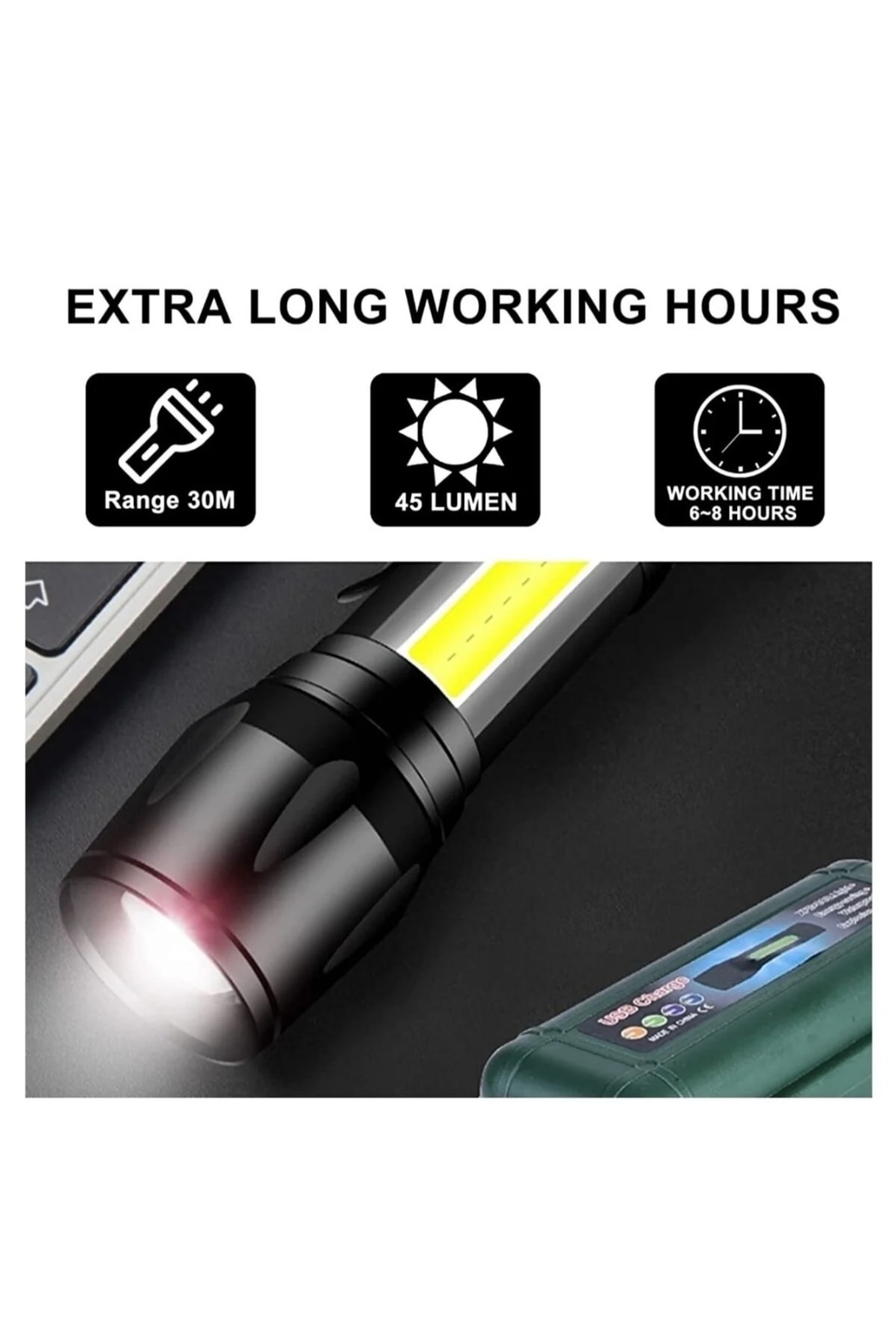 NEWSTORE HOME Ultra Güçlü 2500 Lumen 5w Cob Led Usb Şarjlı El