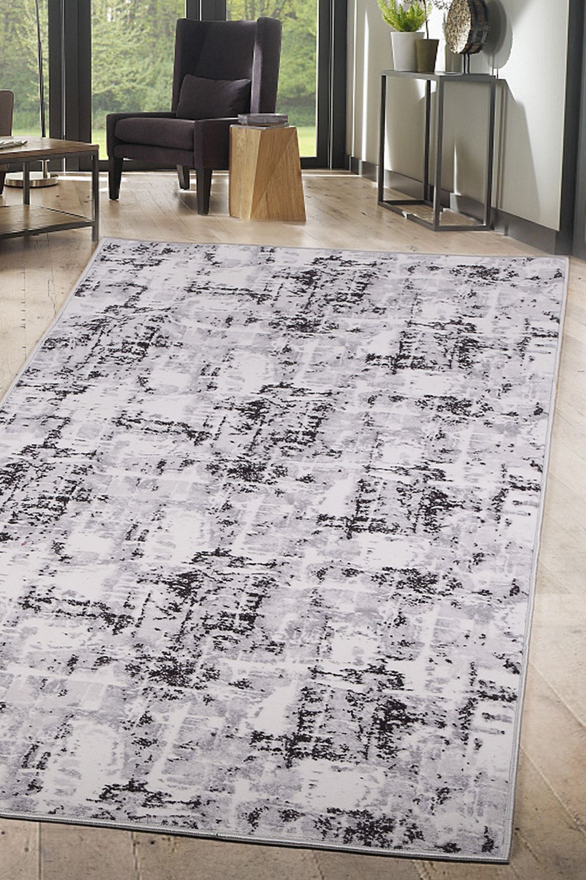 Relax Carpet-Soft Manyas Gray Non-Retention Washable Non-Slip Base Soft Floor Mat Modern Kitchen Carpet 1
