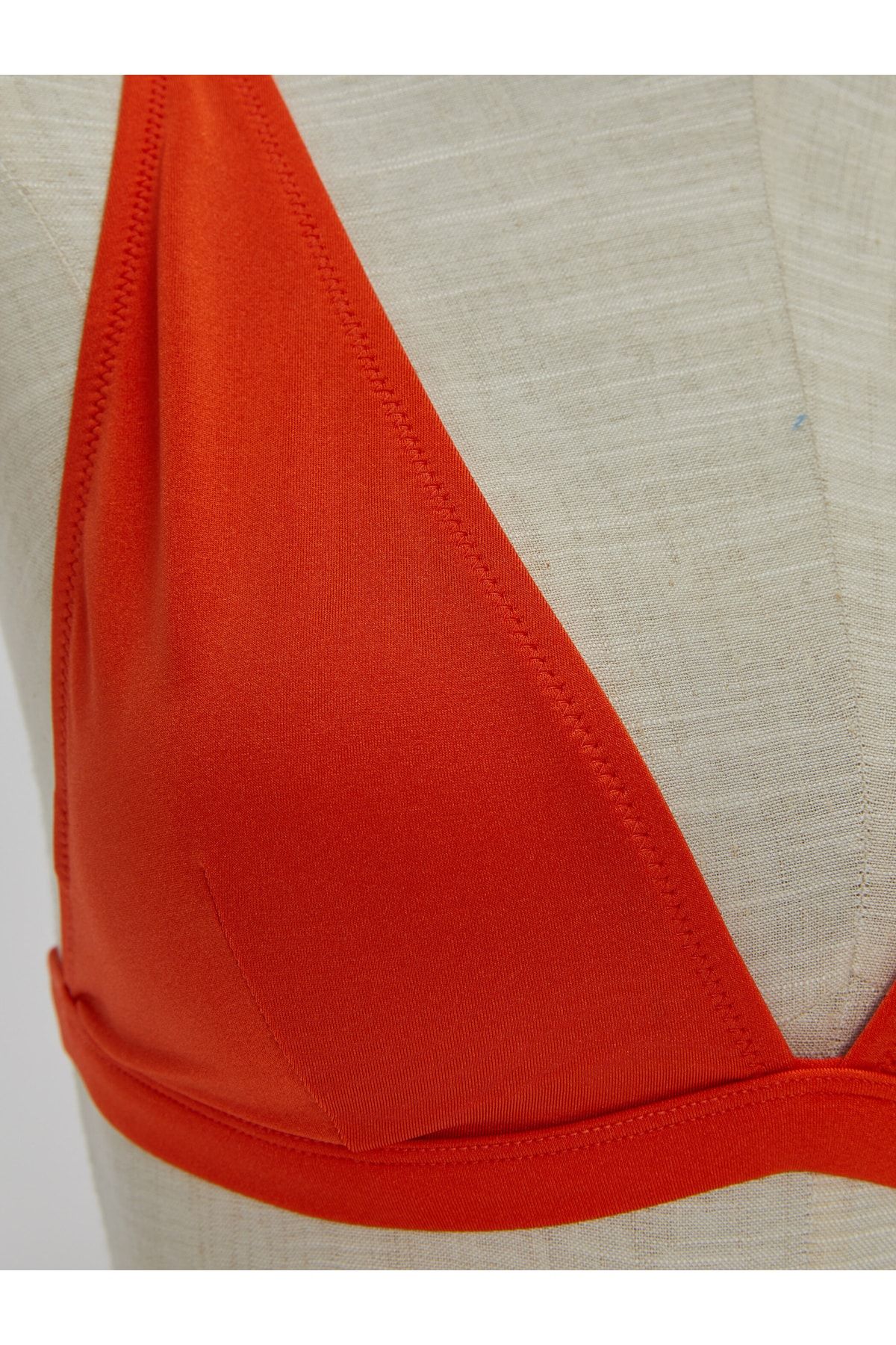 Red Zip Front Plunge Bikini Top