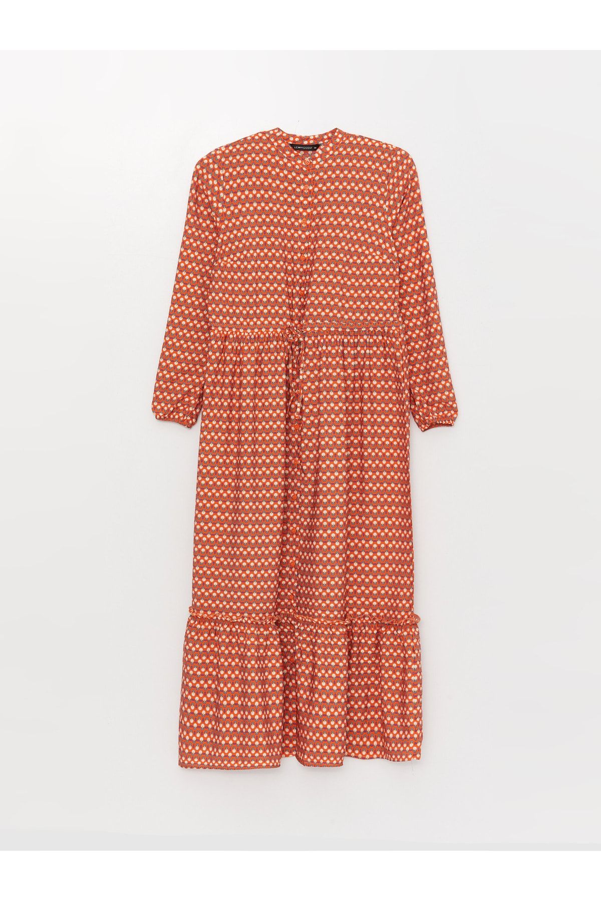 LC Waikiki Kleid Orange Gerüschter Saum