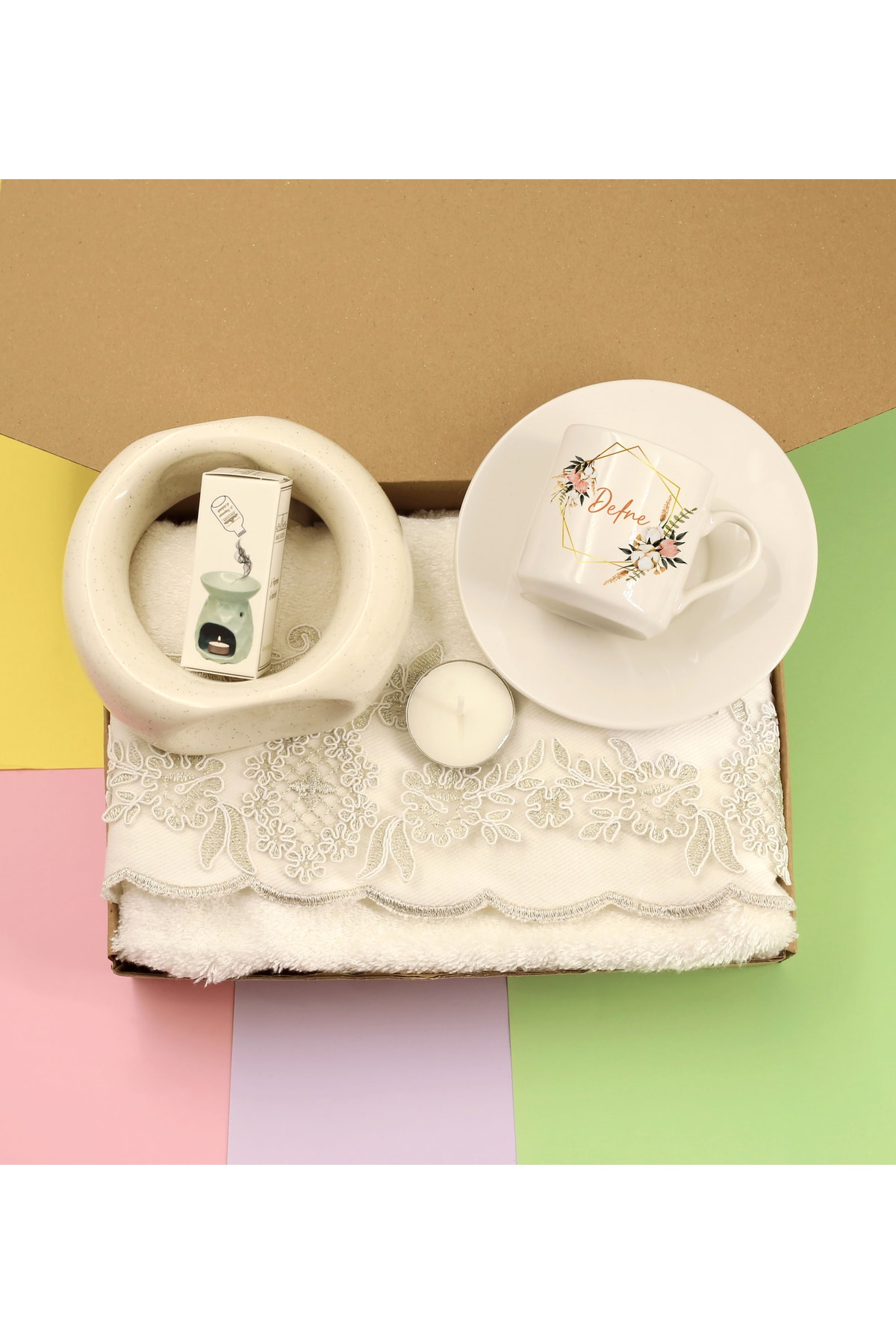 Special Named Printed Cup & Ring Censer & Fragrance & Towel Gift Set for Mother's Day
