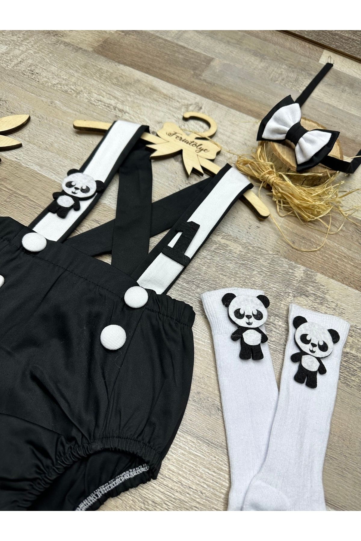 Feriatolye Panda Concept Baby Boy Romper 1 Year Old Cake Blast