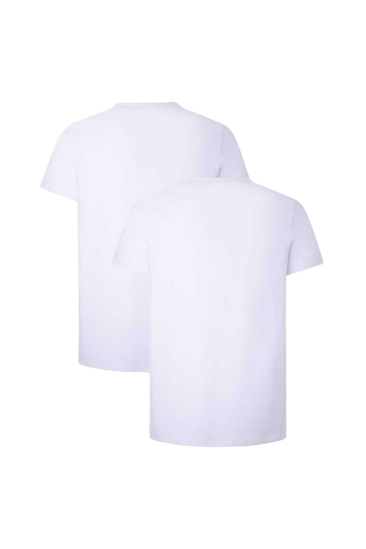 Pepe Jeans-Herren T-Shirt, 2er Pack - Oberteil, Baumwolle, Logo, Rundhals, einfarbig 2