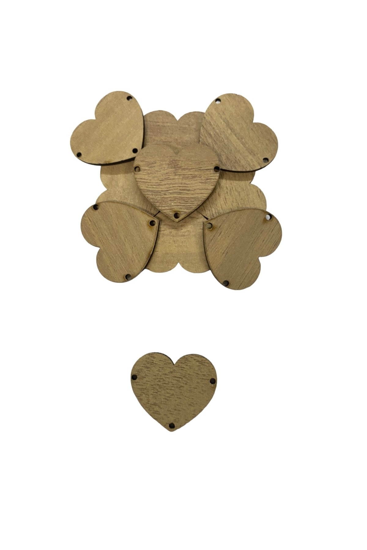 aladepo Ahşap Süs Minik Kalp Açık Meşe 10 Adet