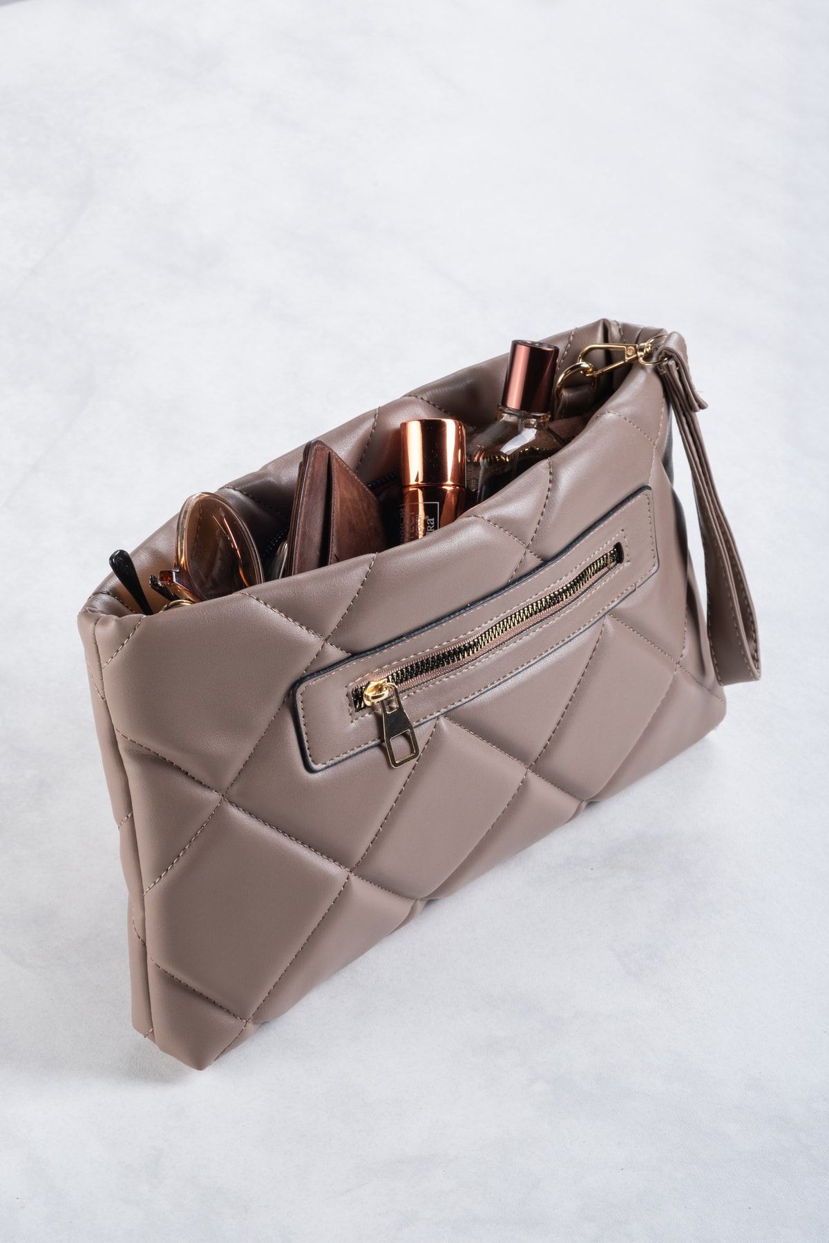 dk leather Pu Leather Women s Portfolio Clutch Bag Wrist Strap