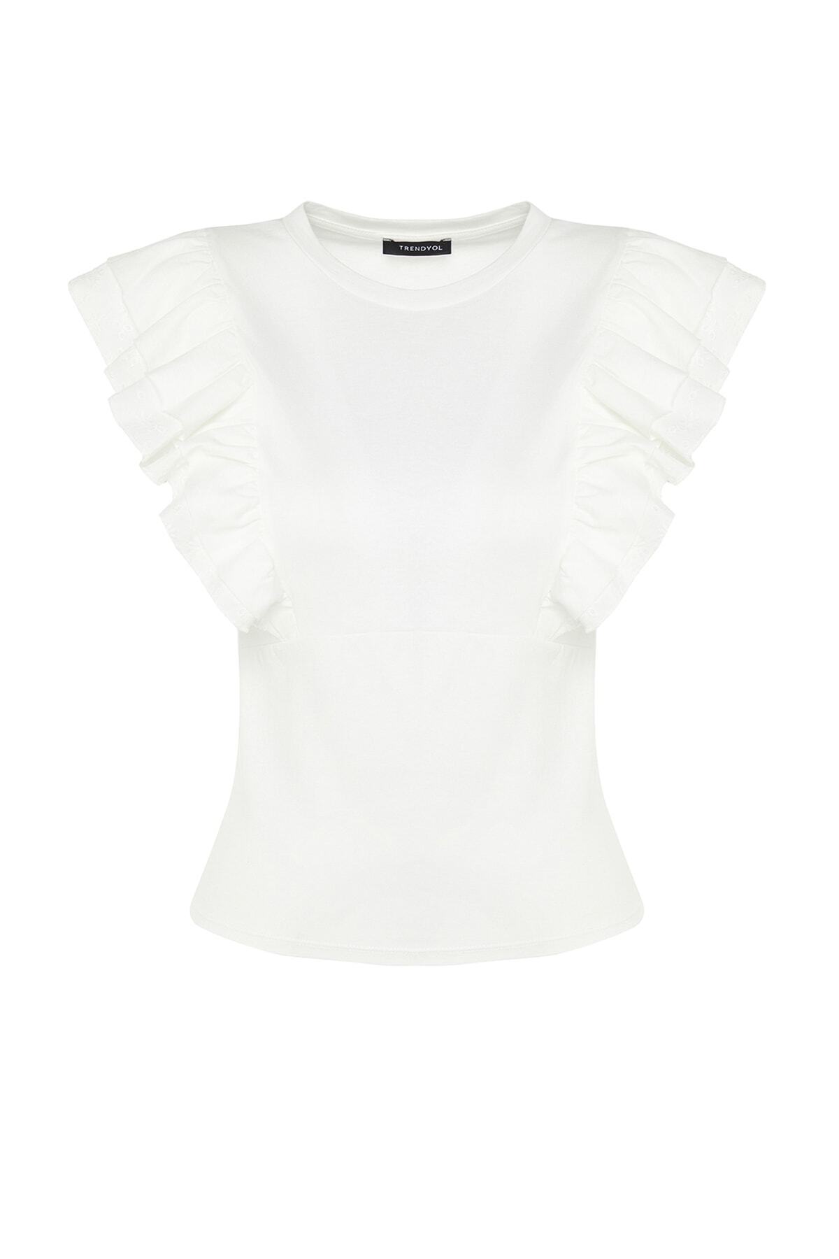 Trendyol Collection-Weiße, detaillierte Strickbluse mit Stickerei TWOSS23BZ00940 6