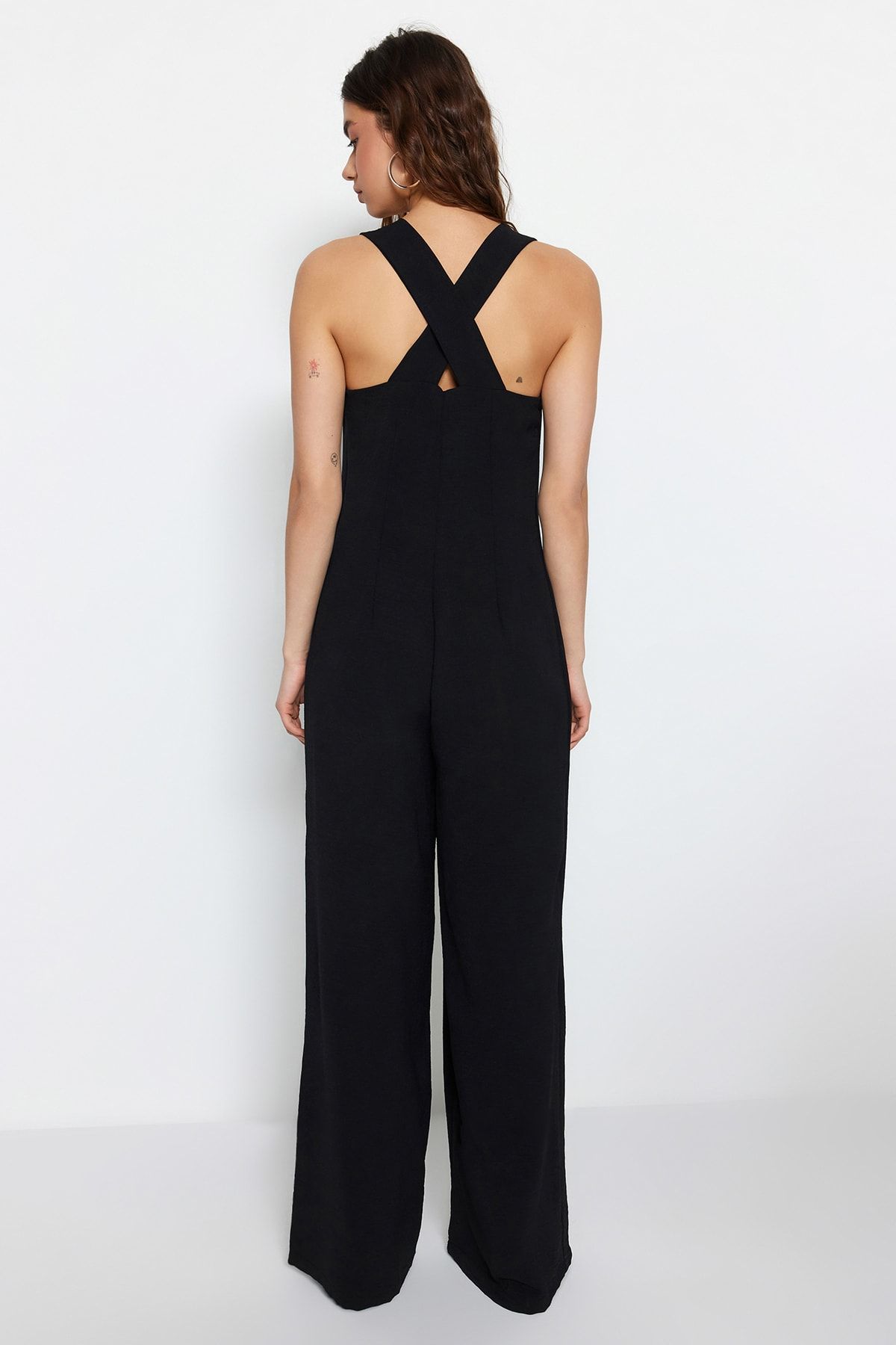 Black top shirt jumpsuit