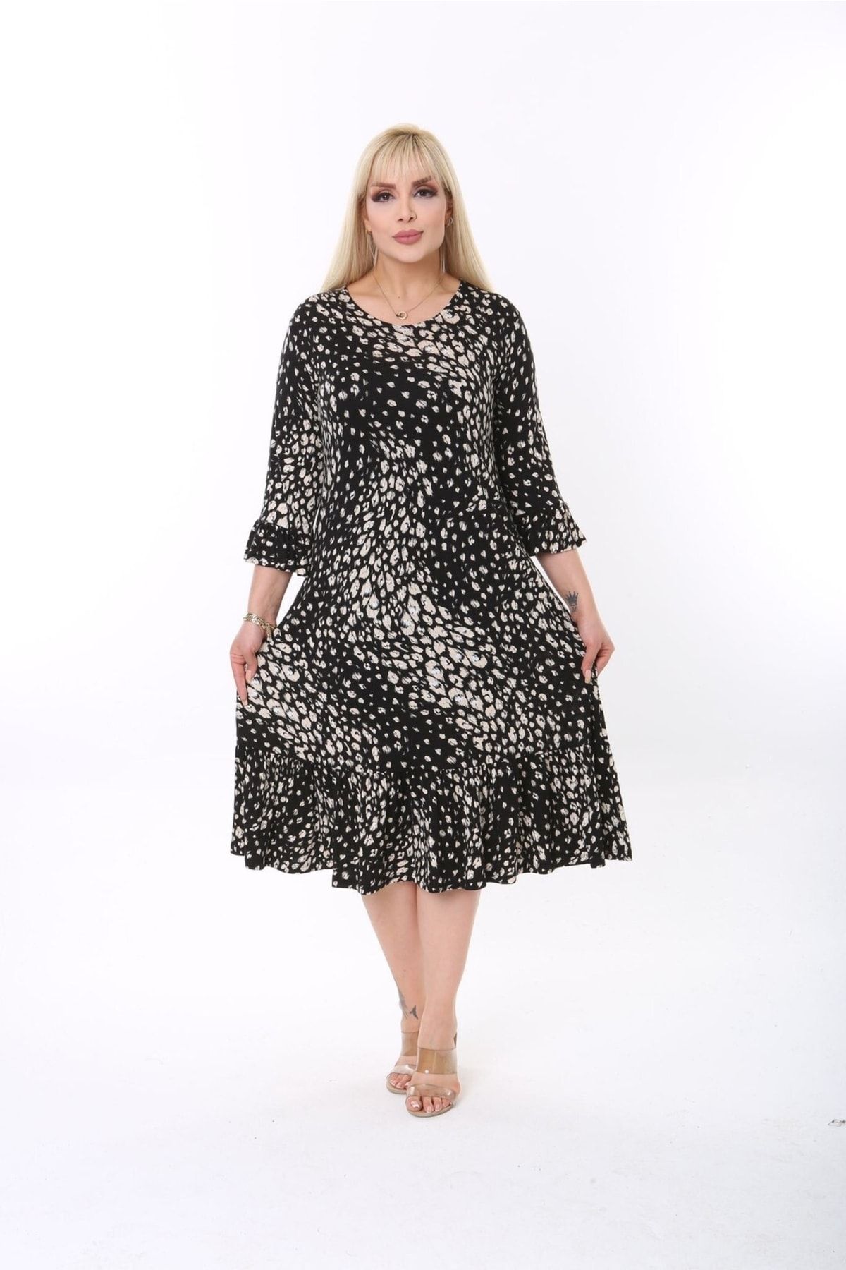 ModaSehle-Plus Size Lycra Viscose Dress with Frill Bottom 4