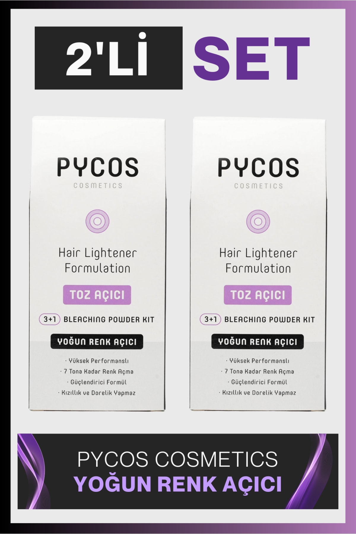 PYCOS COSMETICS Saç Açıcı,renk Açıcı,toz, Açıcı, Oksidan Saç Rengi Açma Seti, Toz Oryal 2 Adet