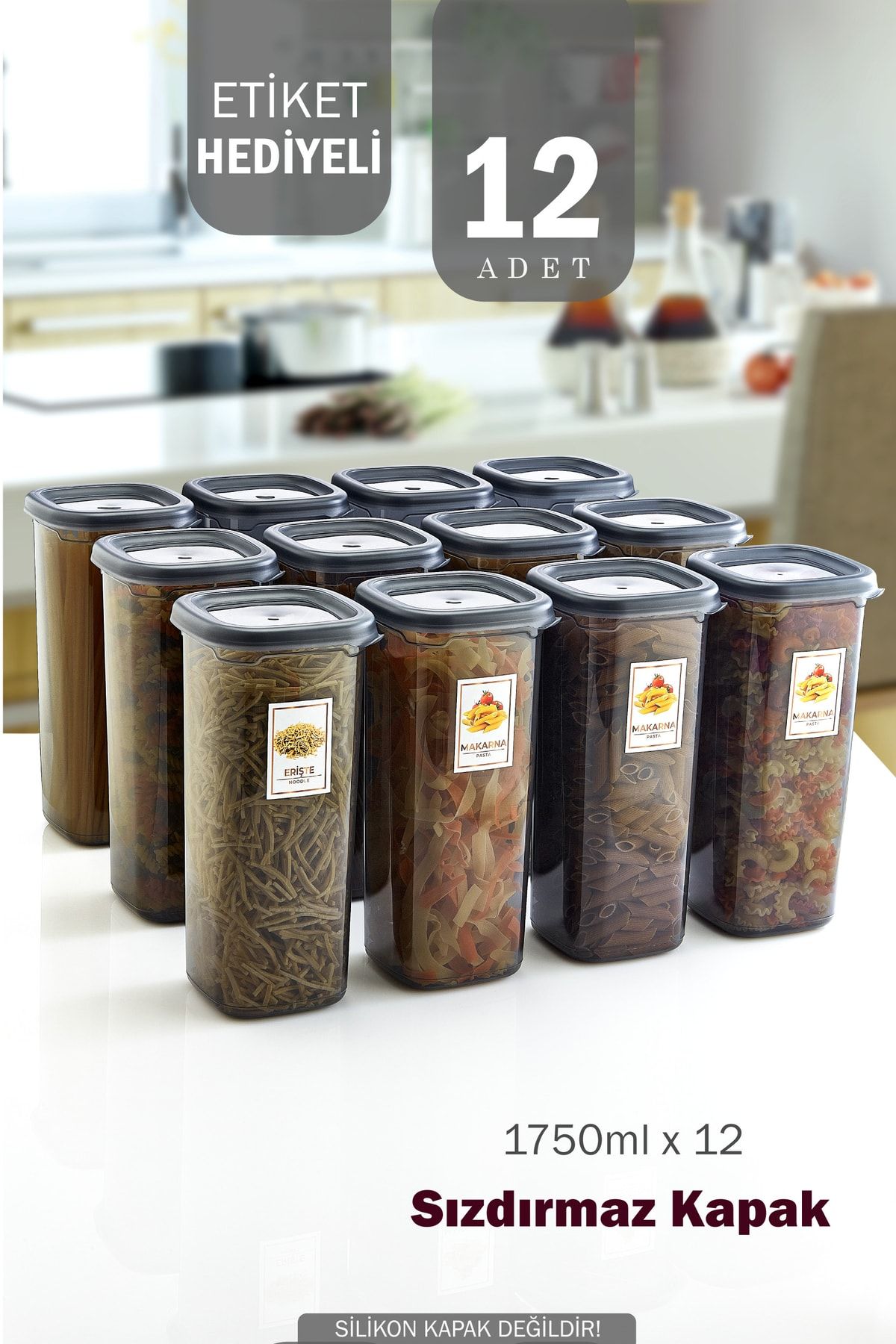 GRİMOR Life-12 Pieces of Food Pulses Storage Container with Leak-Proof Label 1750 Ml - Deep Freezer and Microwave 1