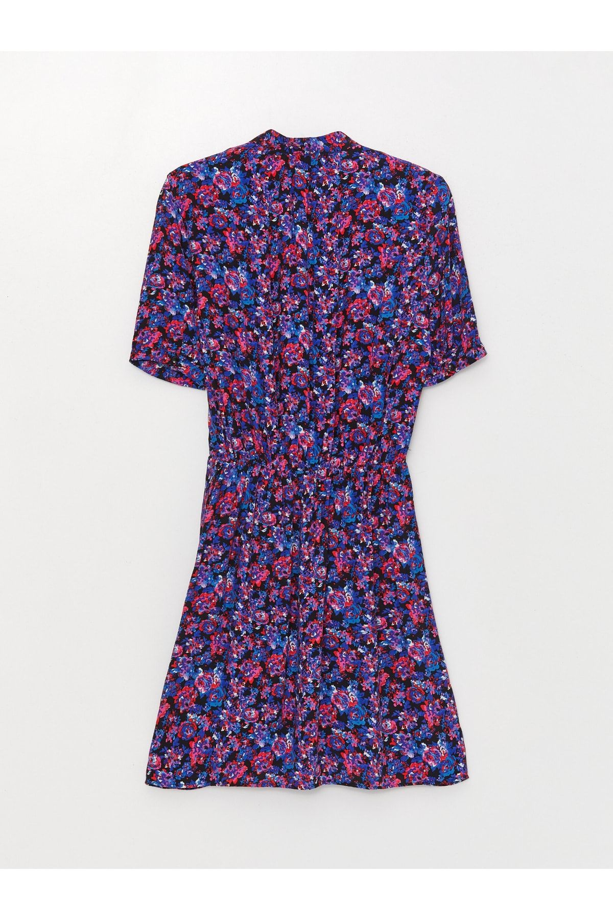 LC Waikiki-Kurzärmliges Damen-Hemdkleid mit verrücktem Kragen und Blumenmuster 2