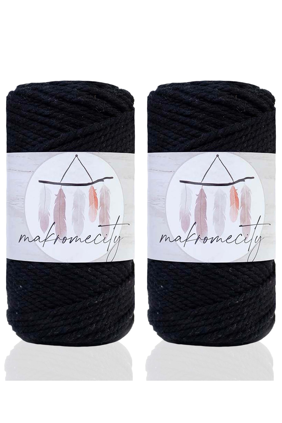 Premium 3 Twist Cotton Macrame Rope 3mm Three Twist Scanned Macrame Rope Rope 500 gr (2X250 GR) Black