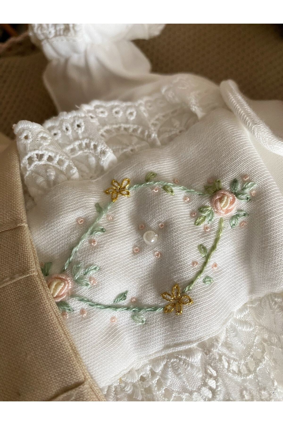 Mama Miel Baby Sütlü Kahve Fistolu Şort Ve Ekru El Işi Body Bandana Takım fotoğrafı 3 (önizleme)