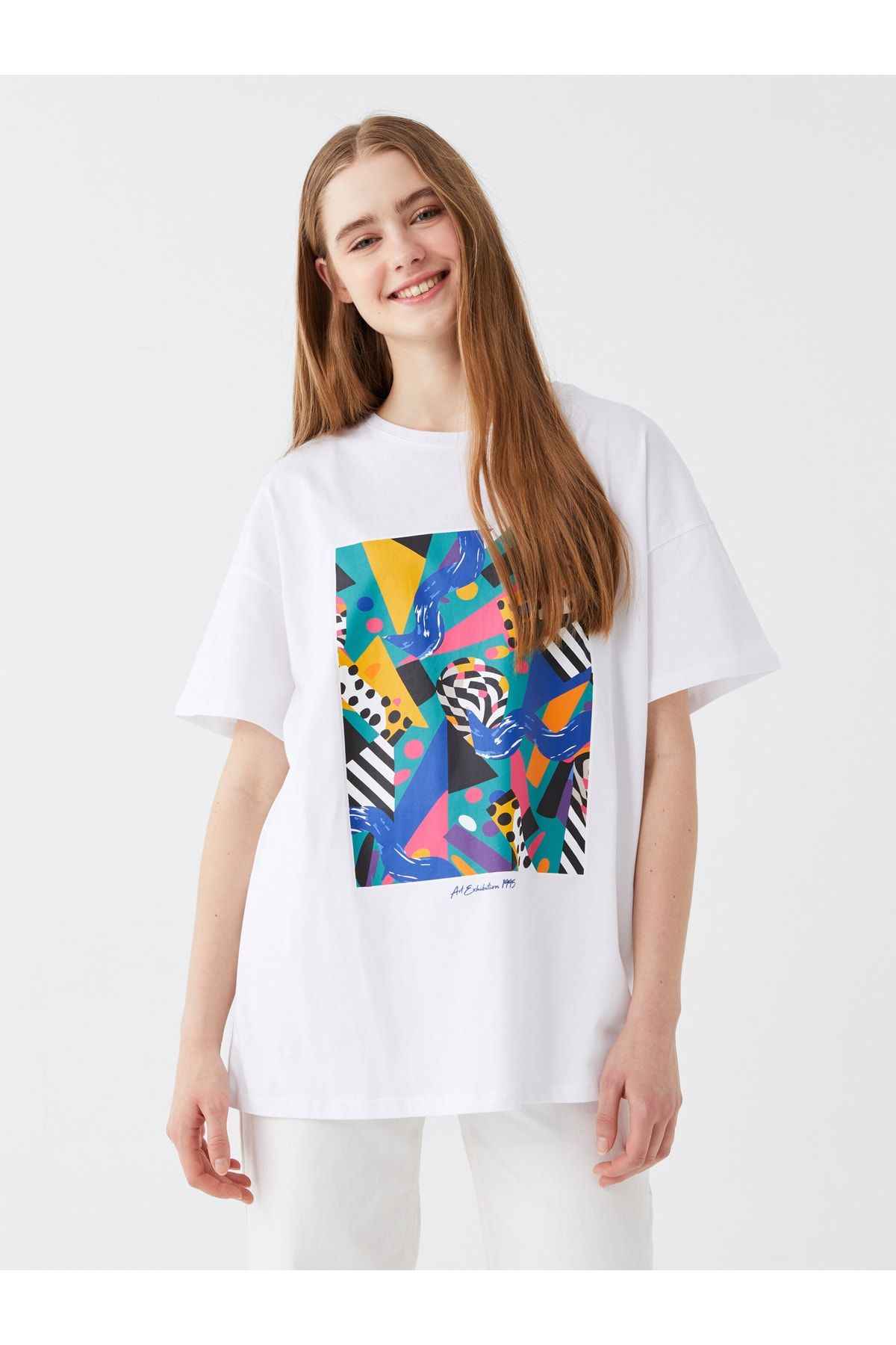 LC Waikiki Crew Neck Printed Short Sleeve Oversize Women s T Shirt
