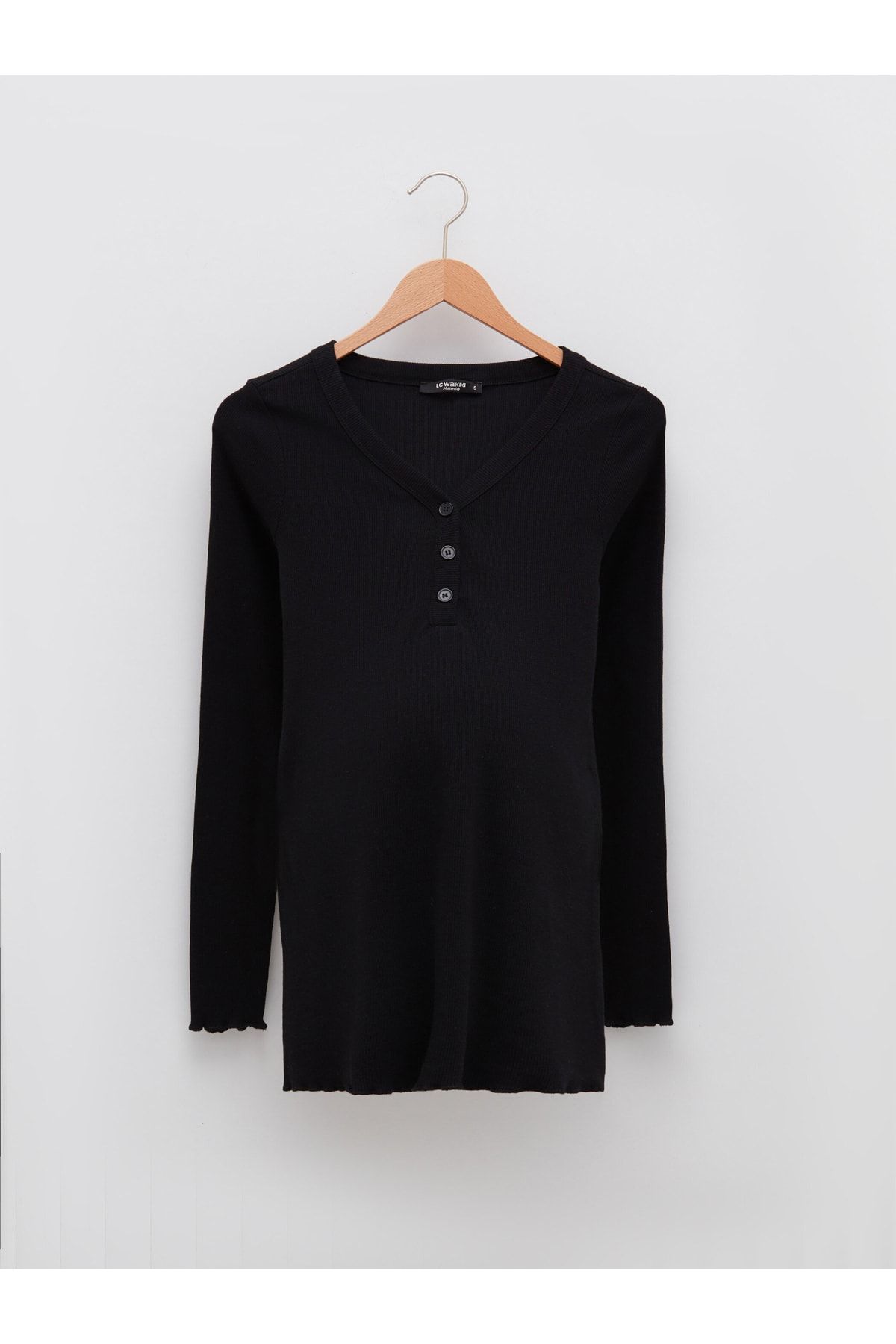 LC Waikiki-Tricou de maternitate uni cu decolteu în V cu mânecă lungă 8