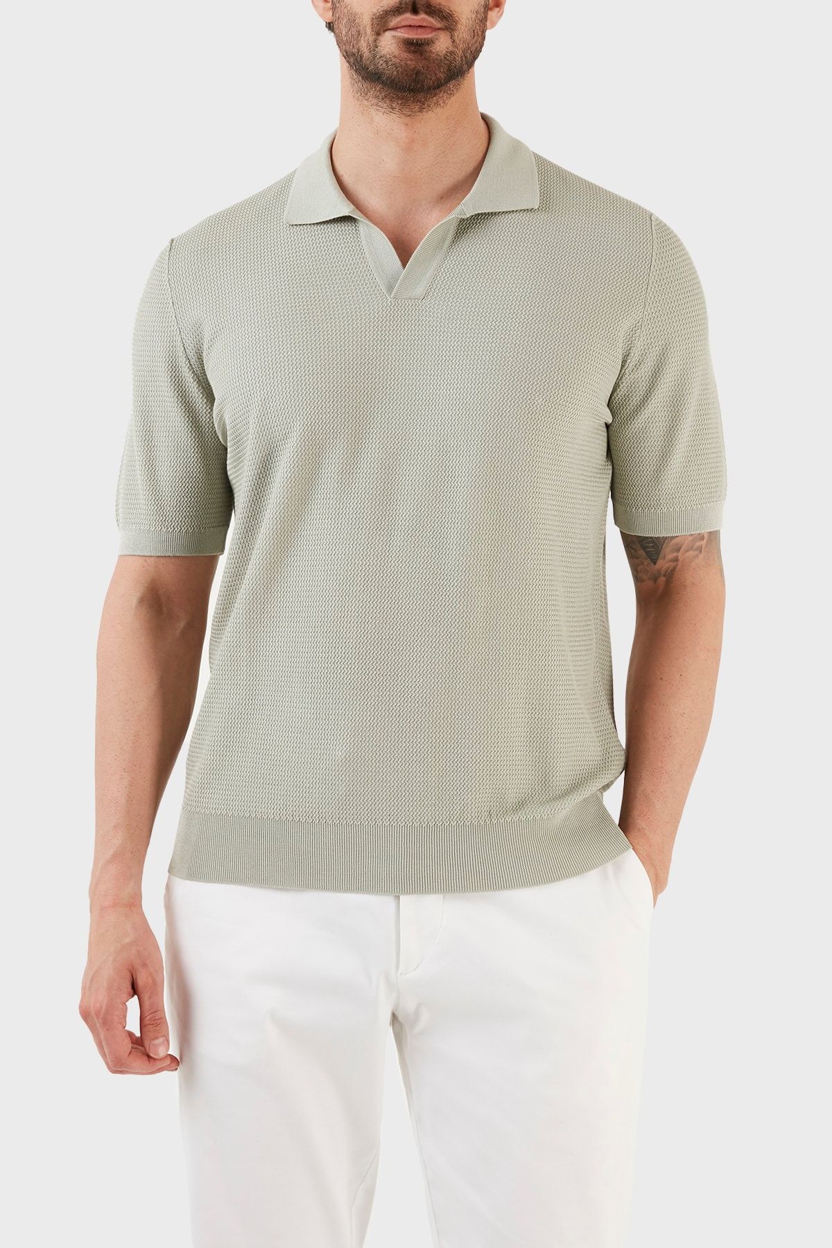 Regular-fit polo shirt in cotton and silk