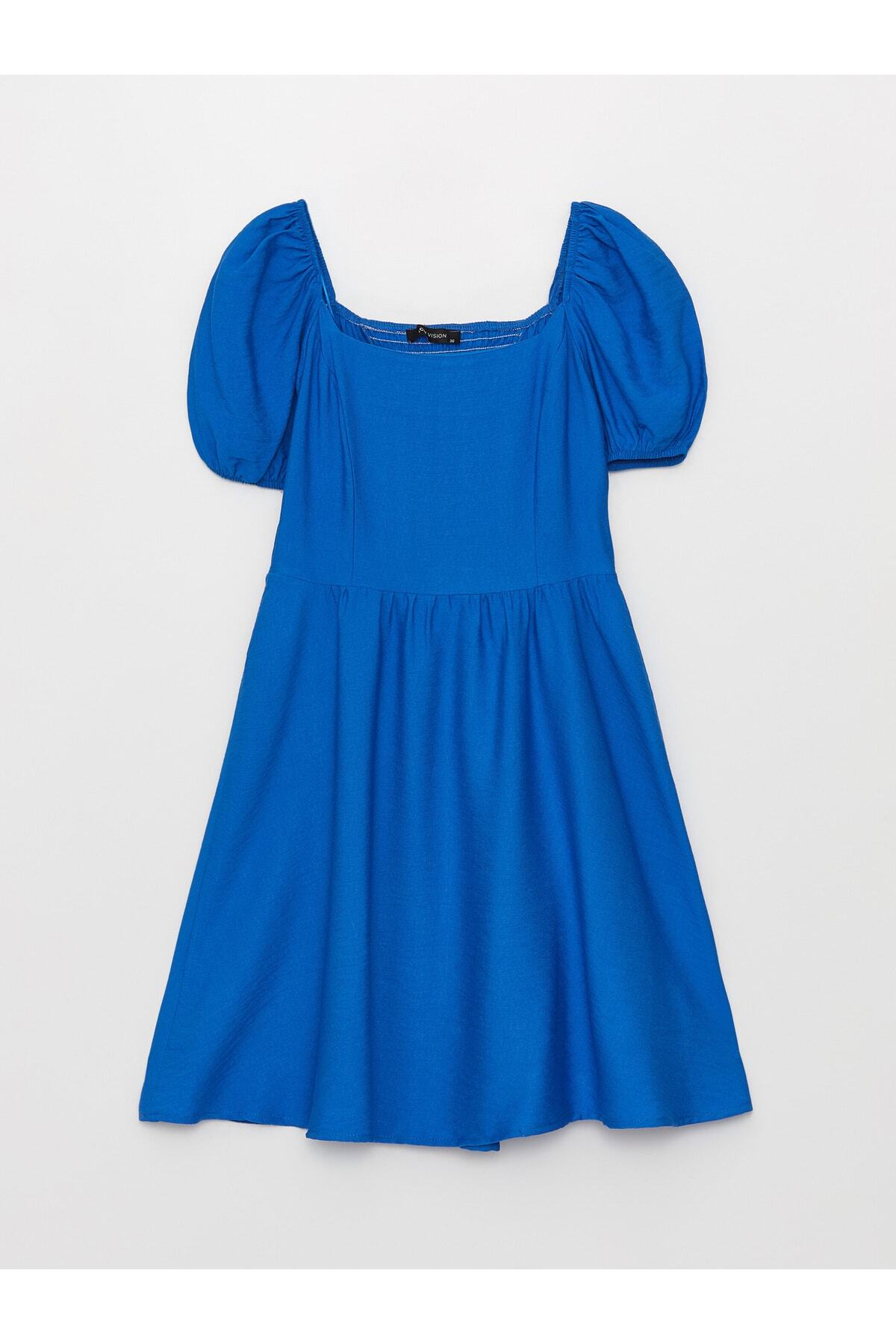 LC Waikiki-Rochie de damă cu mânecă scurtă, cu decolteu pătrat, cu aspect de in 1