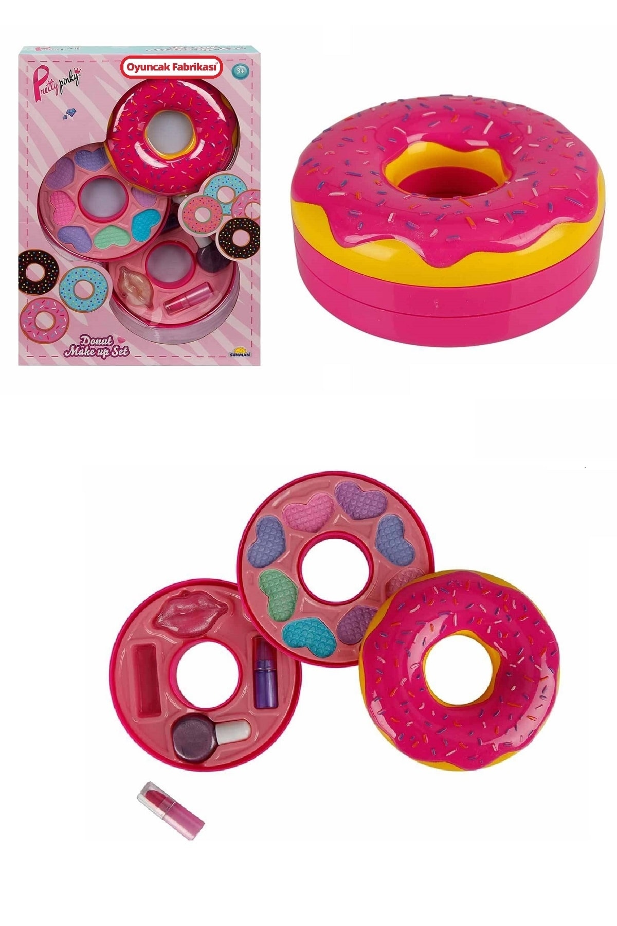 Pretty Pinky Donut Shaped 2 Tier Makeup Set Beauty Set