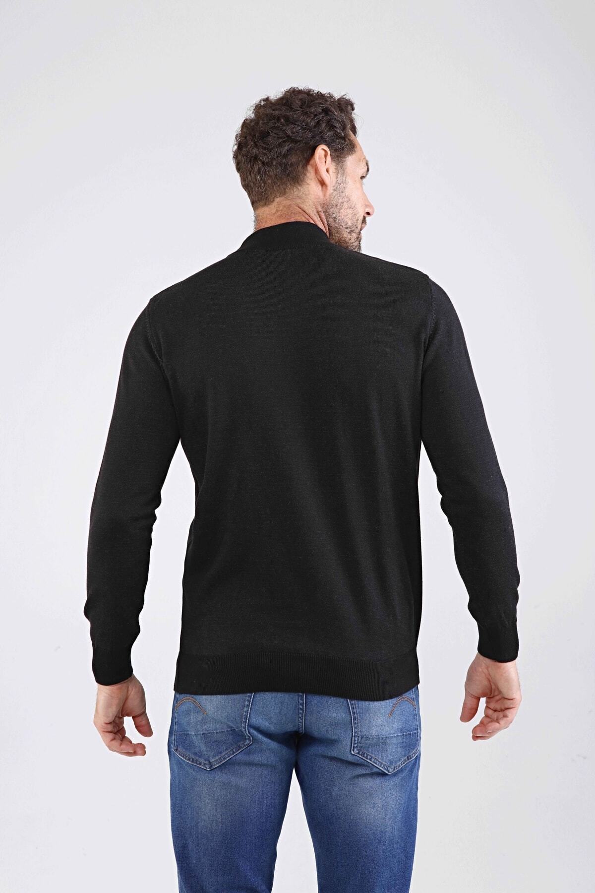 بافت و پلیور مردانه مشکی Çizgi Triko | CT1004454B اورجینال - تصویر 5