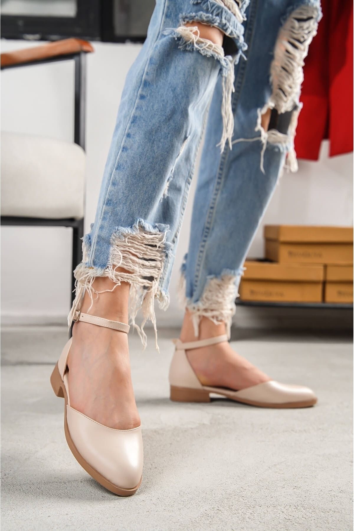 Ankle lace shop up ballet flats