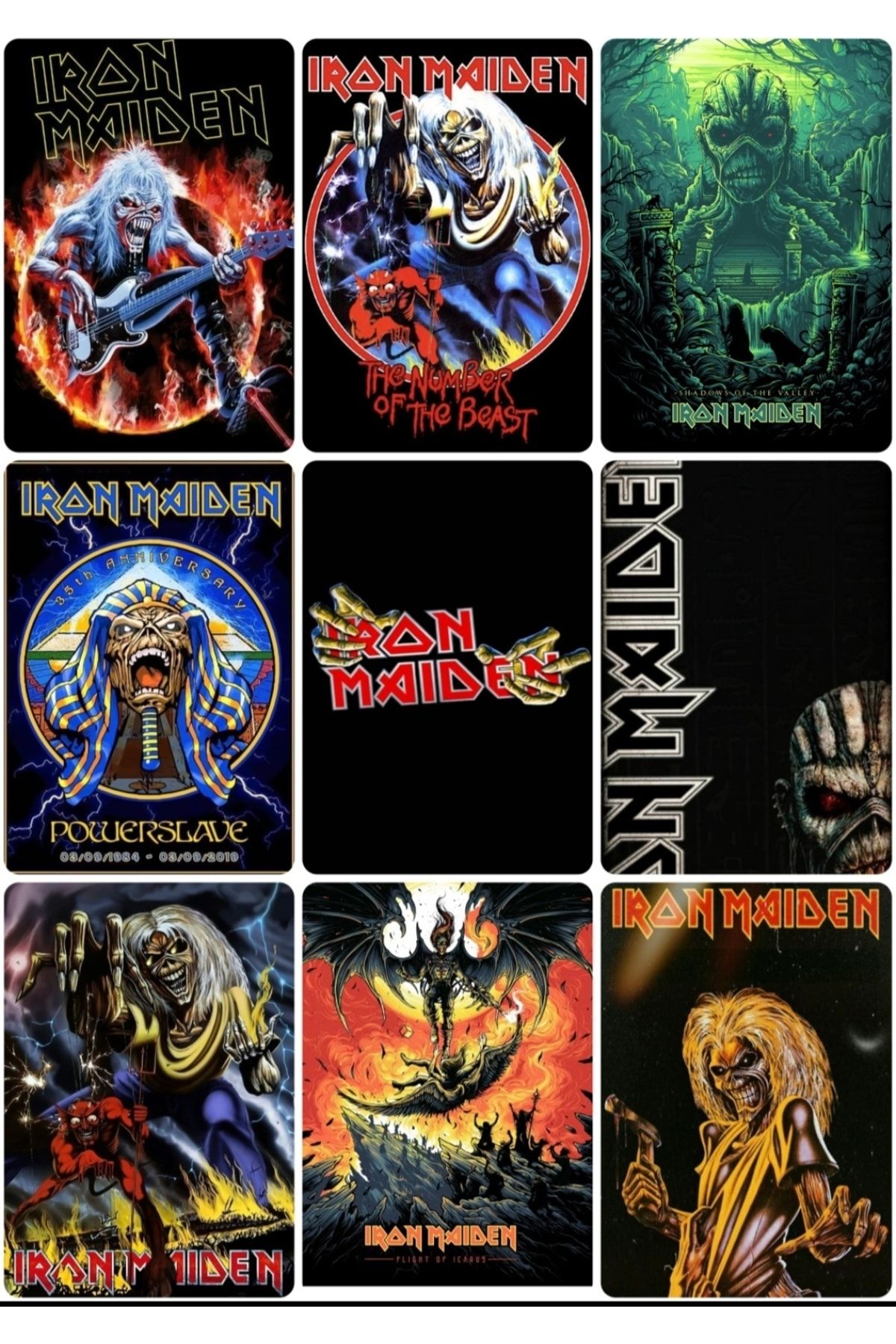 owl bag Σετ Φωτοκαρτών Mini 9' Με Μοτίβο Σχεδίασης Metallica-iron Maiden Band - One Size