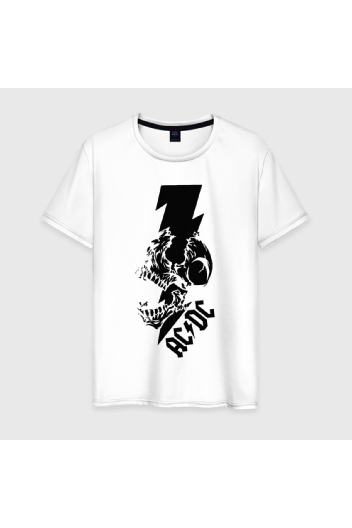 Ac Dc Lightning Logo Printed Rock Music Printed White T-Shirt