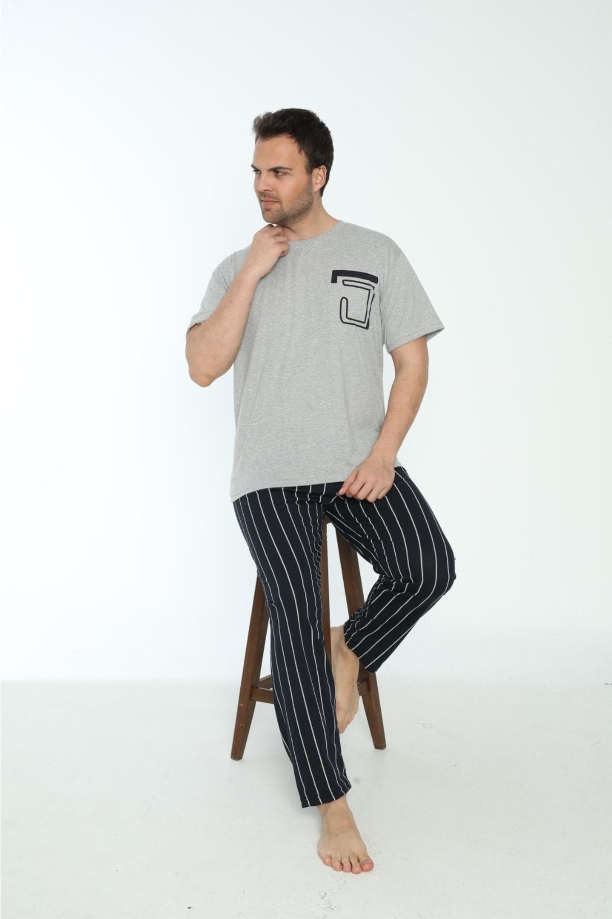 Ayans Pijama-طقم بيجامة رجالي قطن صيفي ممشط (جيرسيه واحد). 3