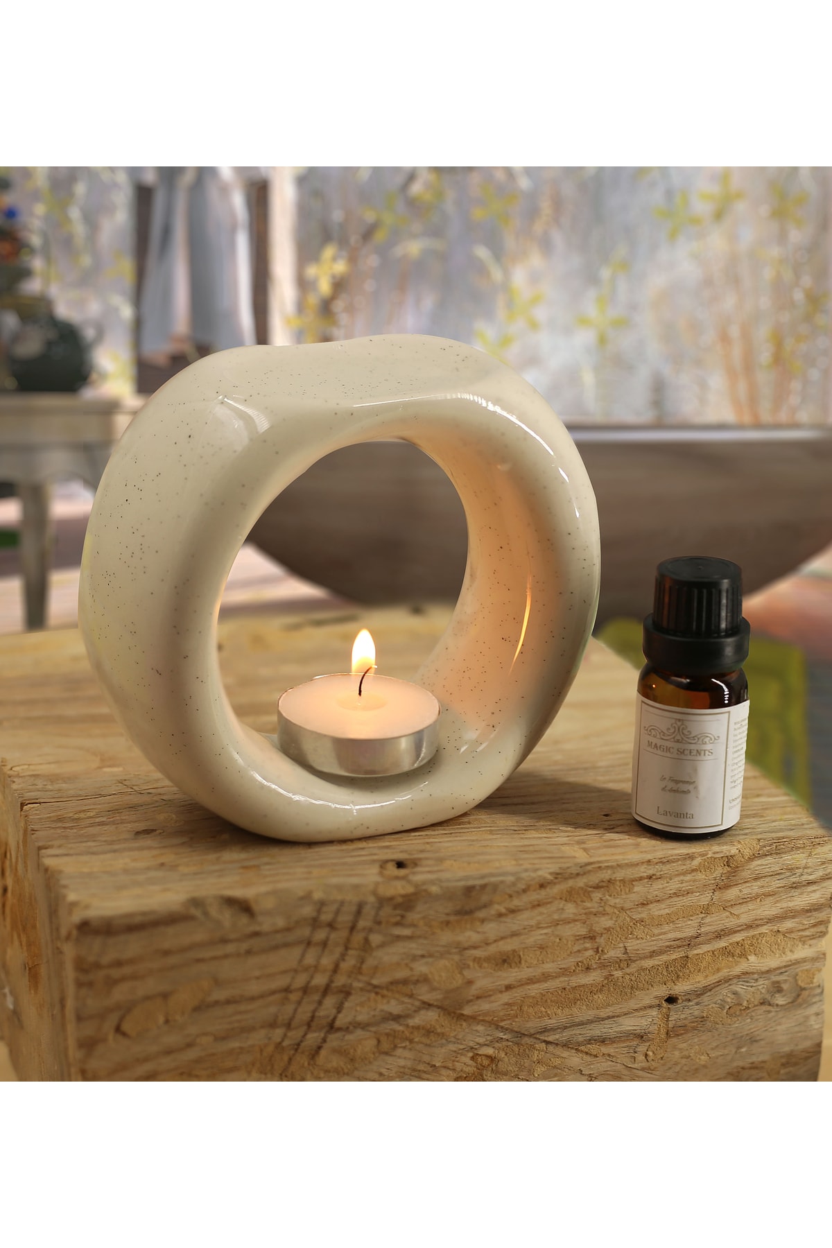 Colorful Ring Censer, Censer Fragrance & 3 Tealigt Candle Gift Set