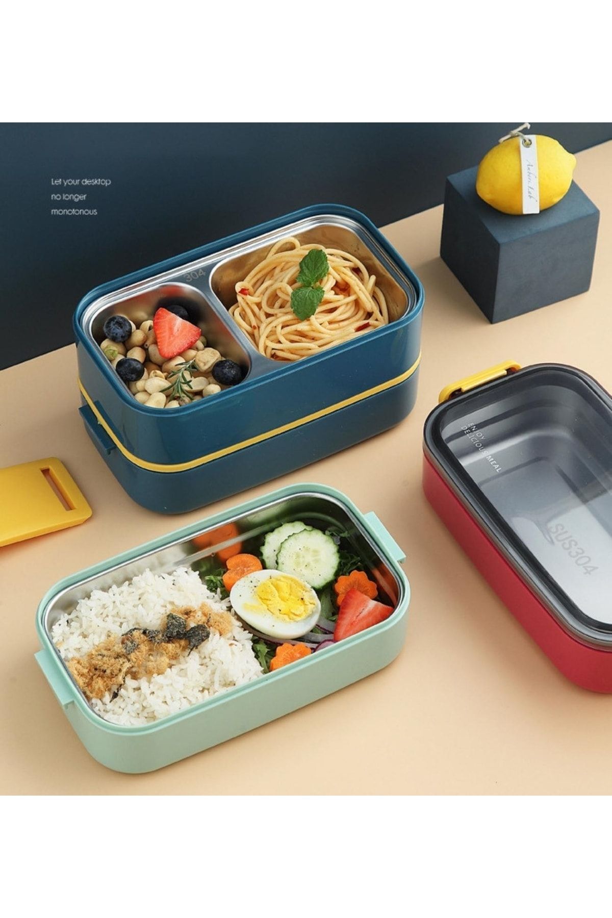 ست ظروف کمپینگ قرمز BENTO 1400ML Lunchbox مجموعه جدید دو Forele 2 جعبه غذاخوری اکسپدیشن فولادی Vagonlife