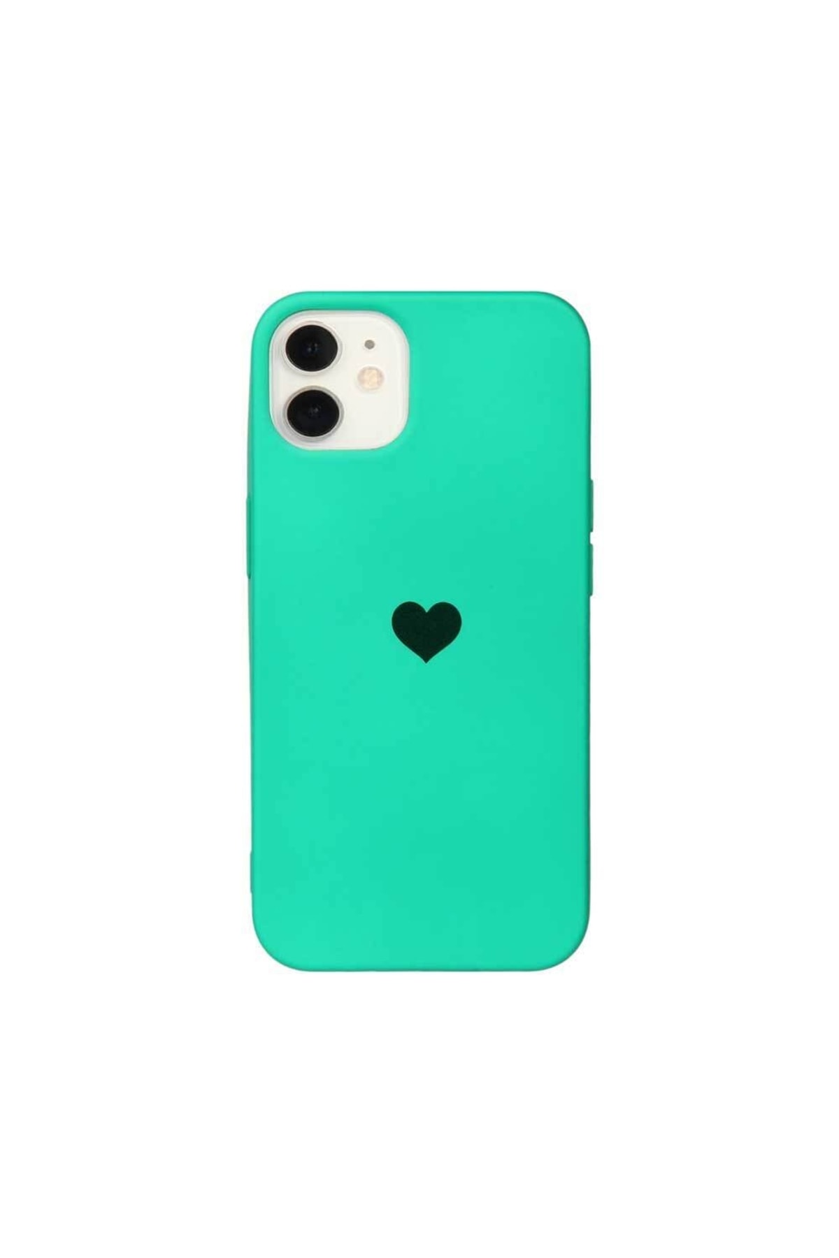 ggcoverstore Iphone 11 Kalp Logolu Süet Silikon Kılıf Fosforlu Yeşil
