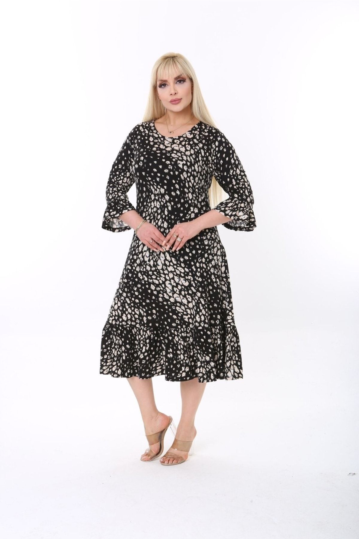 ModaSehle-Plus Size Lycra Viscose Dress with Frill Bottom 6