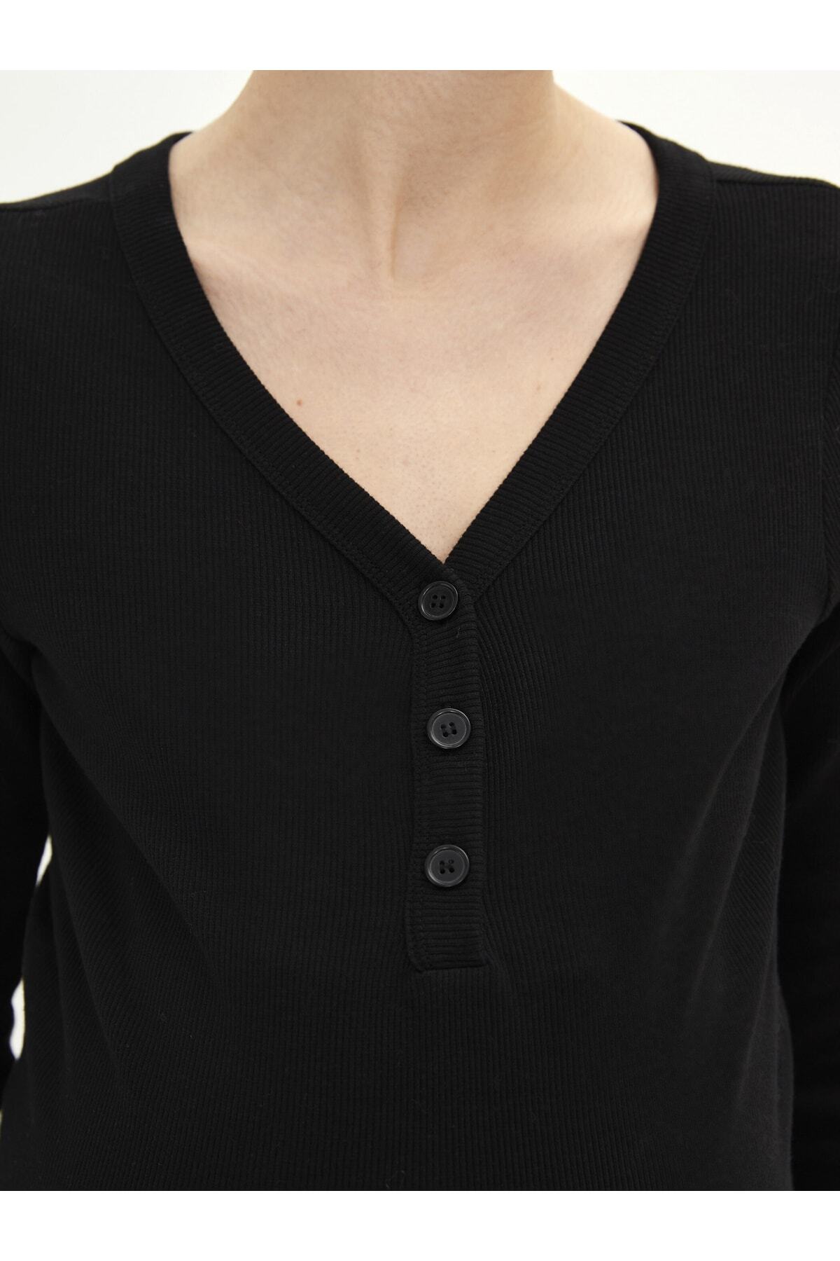 LC Waikiki-Tricou de maternitate uni cu decolteu în V cu mânecă lungă 4
