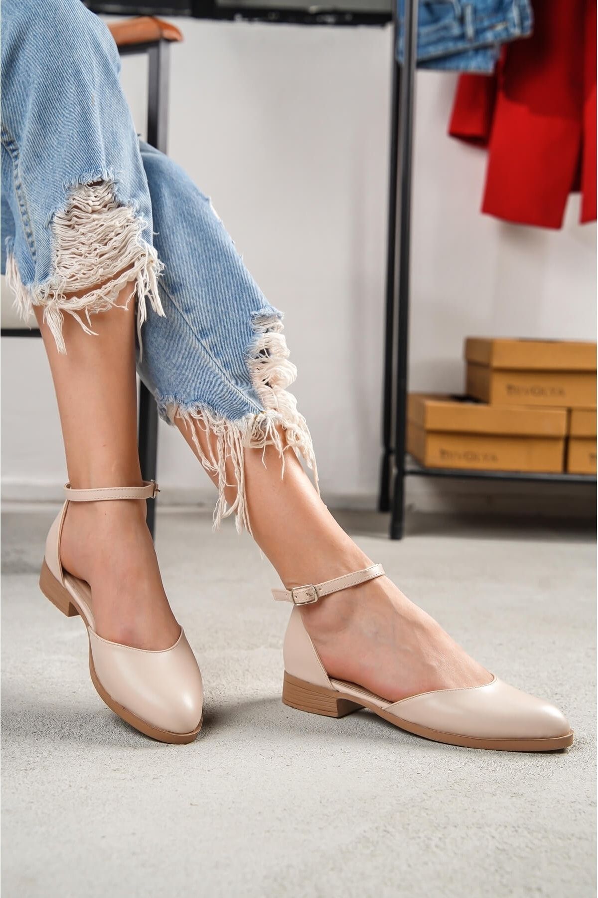 Ankle strap outlet pumps flat