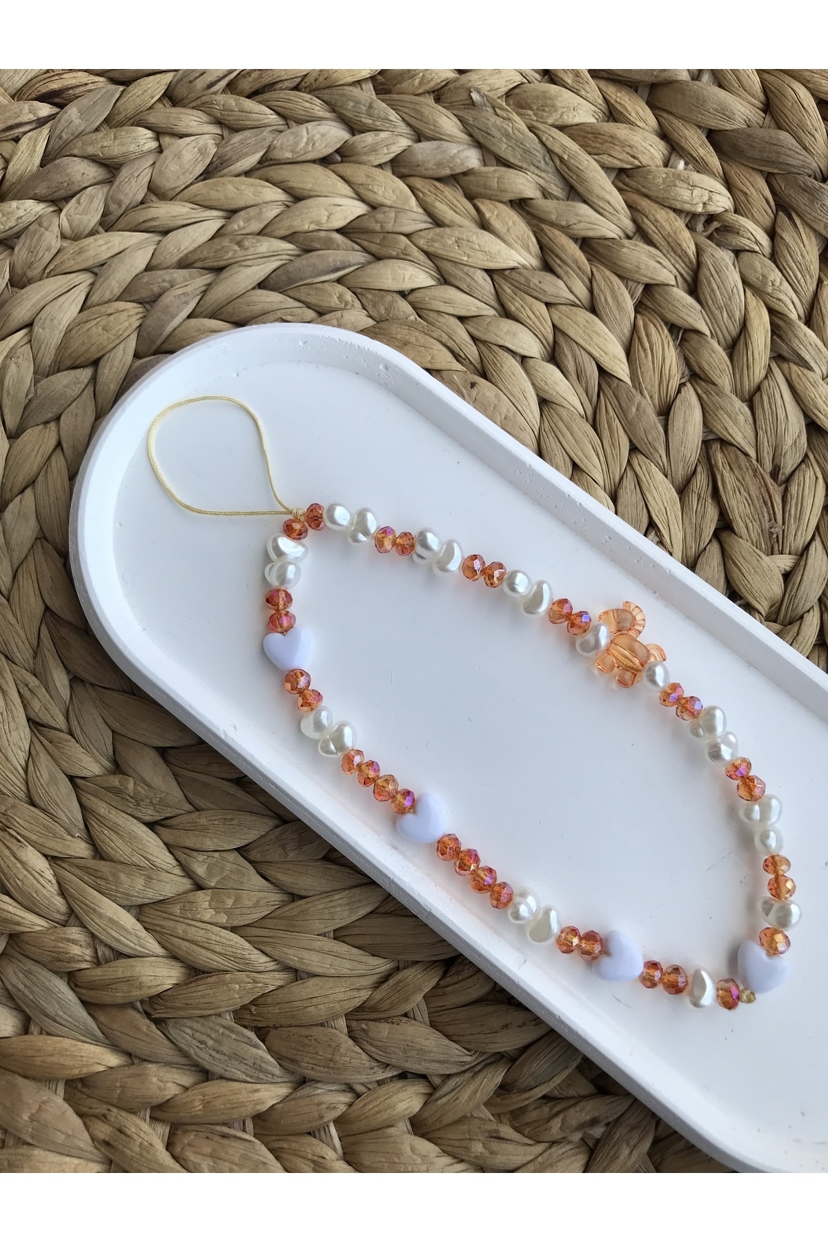 Orange Unicorn Horse And Crystal Phone Charm Phone Rope