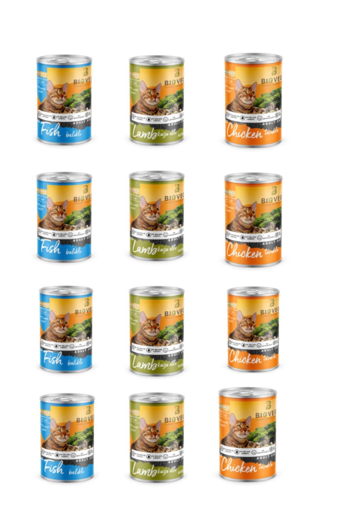 Bioveg 12'li 400 Gr Yetişkin Karışık Yaş Konserve Kedi Maması