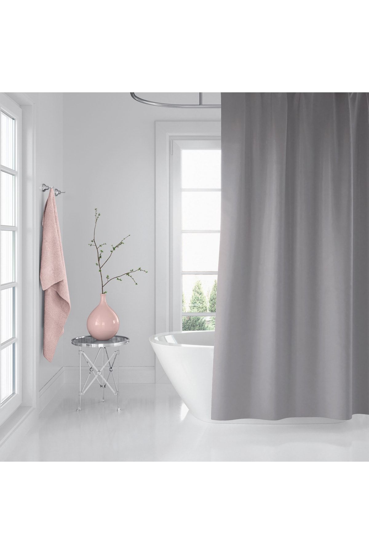 Zethome Zethome Gray Bathroom Curtain Double Wing 2x120x200 Shower Curtain