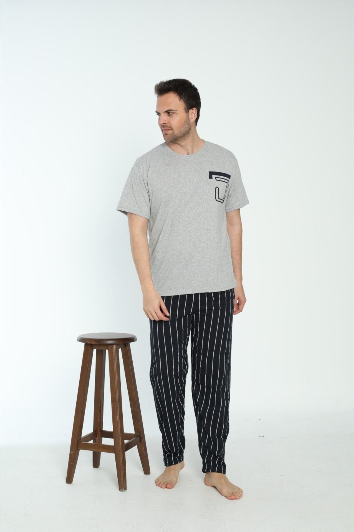 Ayans Pijama-طقم بيجامة رجالي قطن صيفي ممشط (جيرسيه واحد). 4