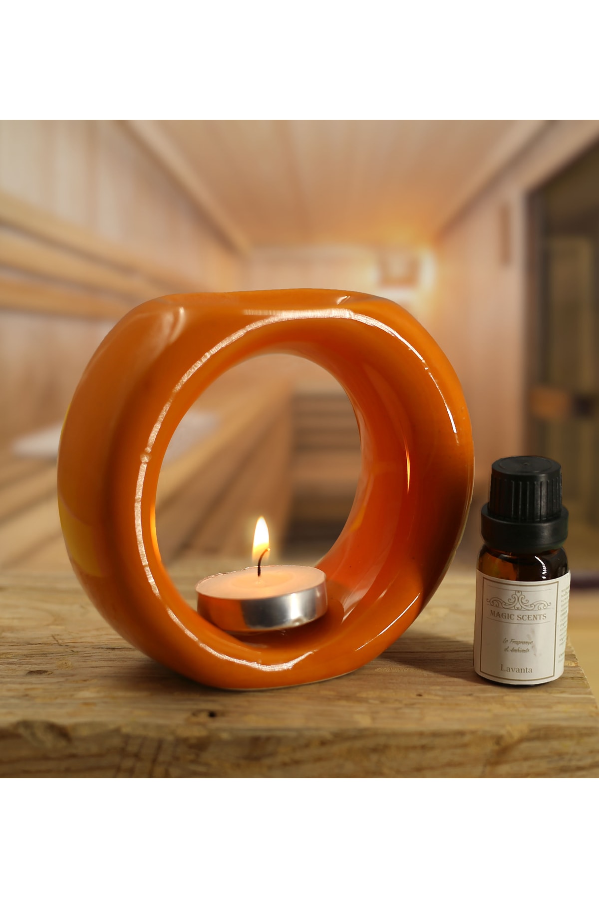 Colorful Ring Censer & Censer Fragrance & 3 Tealigt Candle Gift Set