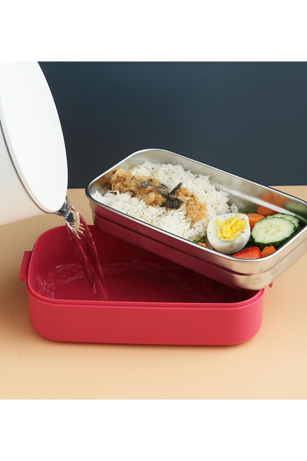 ست ظروف کمپینگ قرمز BENTO 1400ML Lunchbox مجموعه جدید دو Forele 2 جعبه غذاخوری اکسپدیشن فولادی Vagonlife