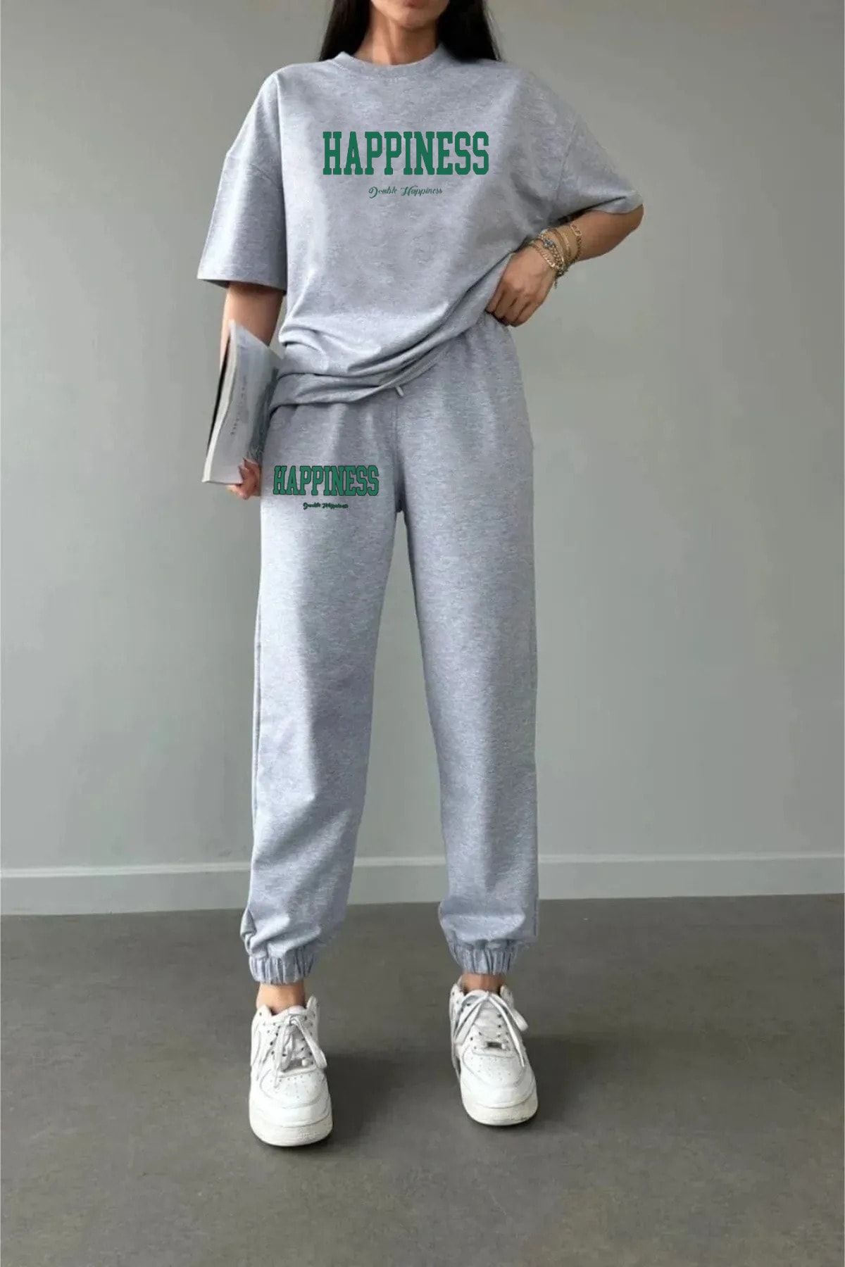 MODAR CH Happiness Sweatpants T shirt Gray Jogger T Shirt Bottom
