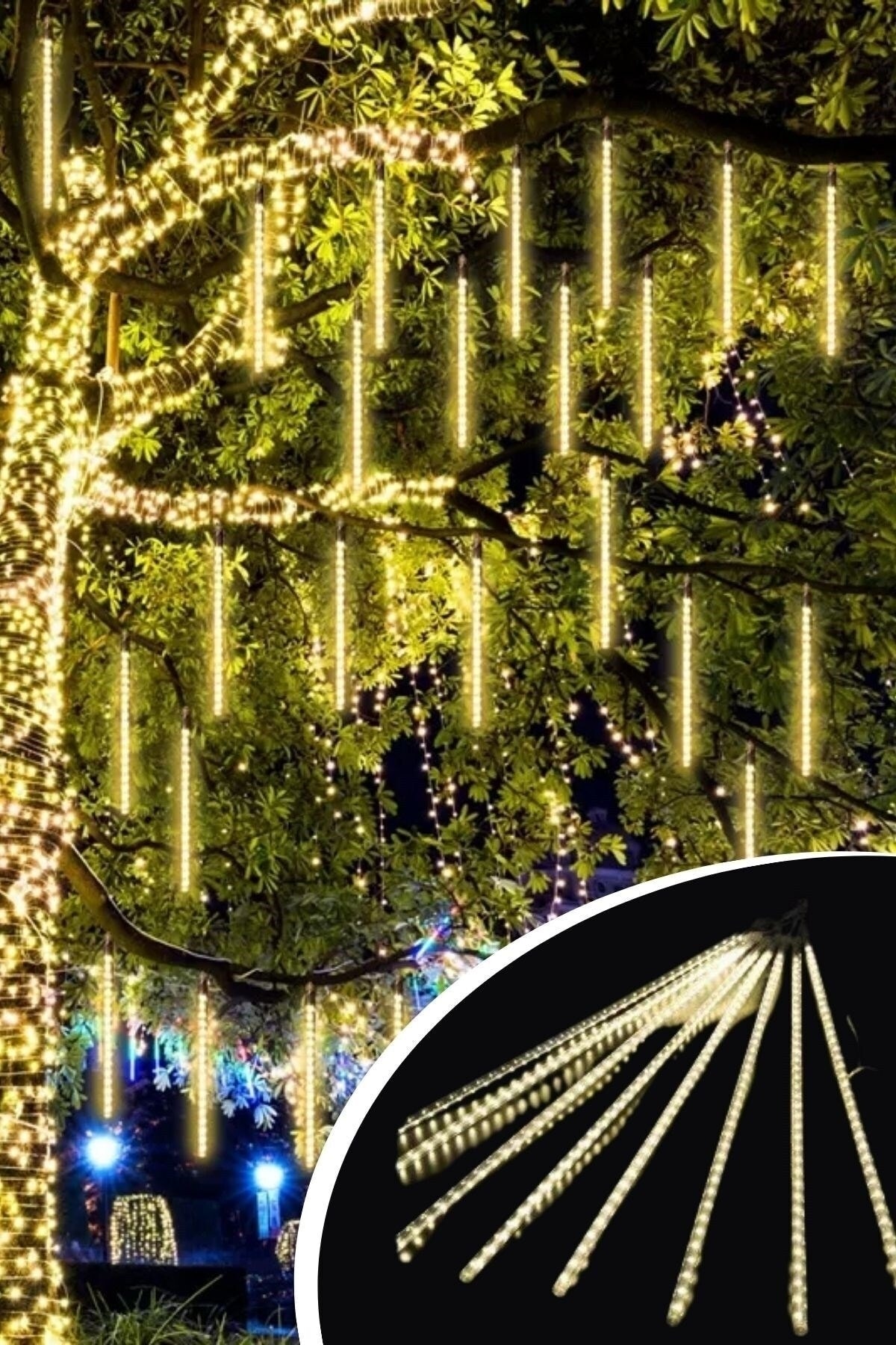 Genel Markalar Bahçe Ev Dekor Süsleme Kayan Işıklar Iç Ve Dış Mekan Uyumlu 10lu Akan Yağmur Meteor Led Işık