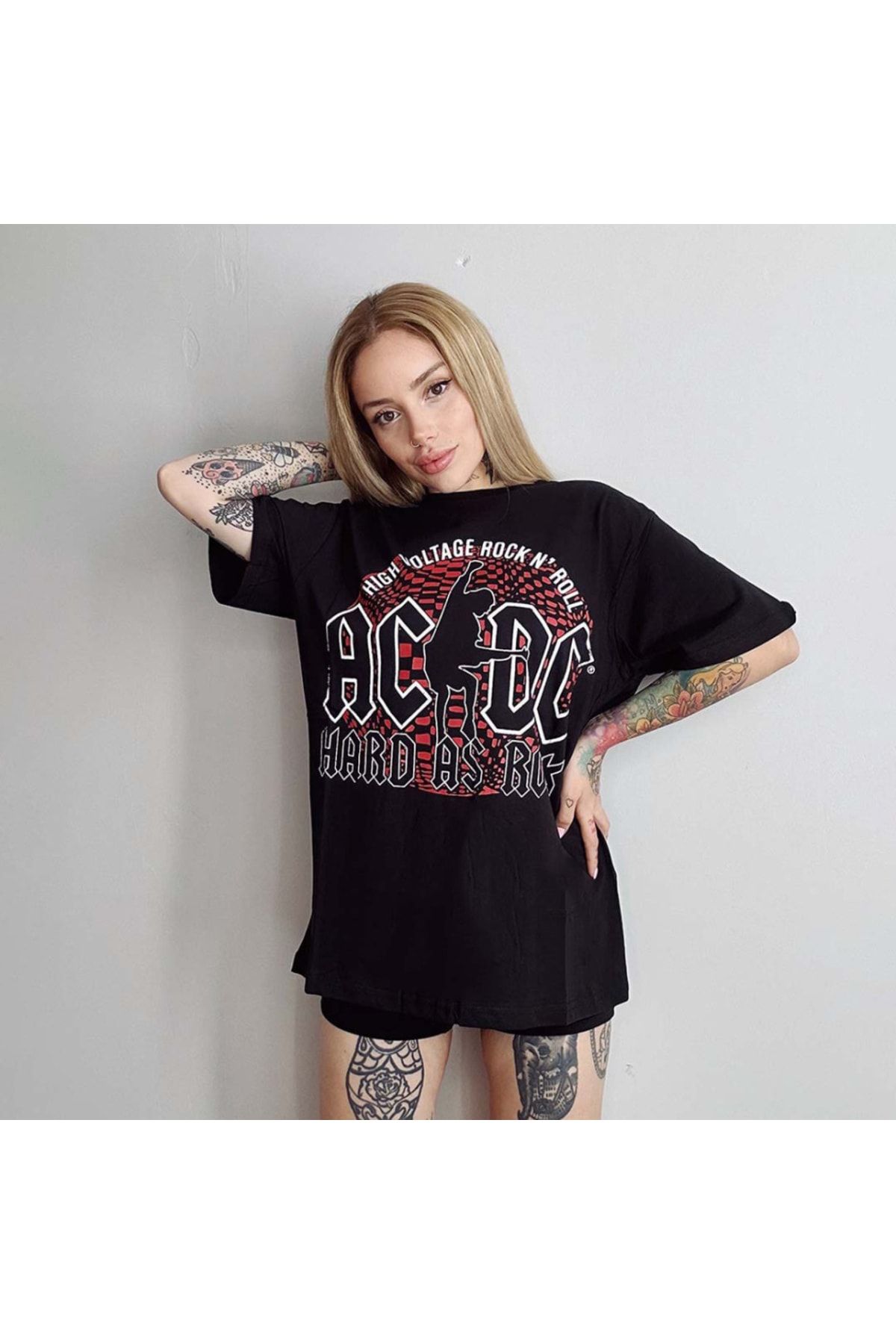 K stebek Ac dc Hard As Rock Black Unisex T shirt Trendyol