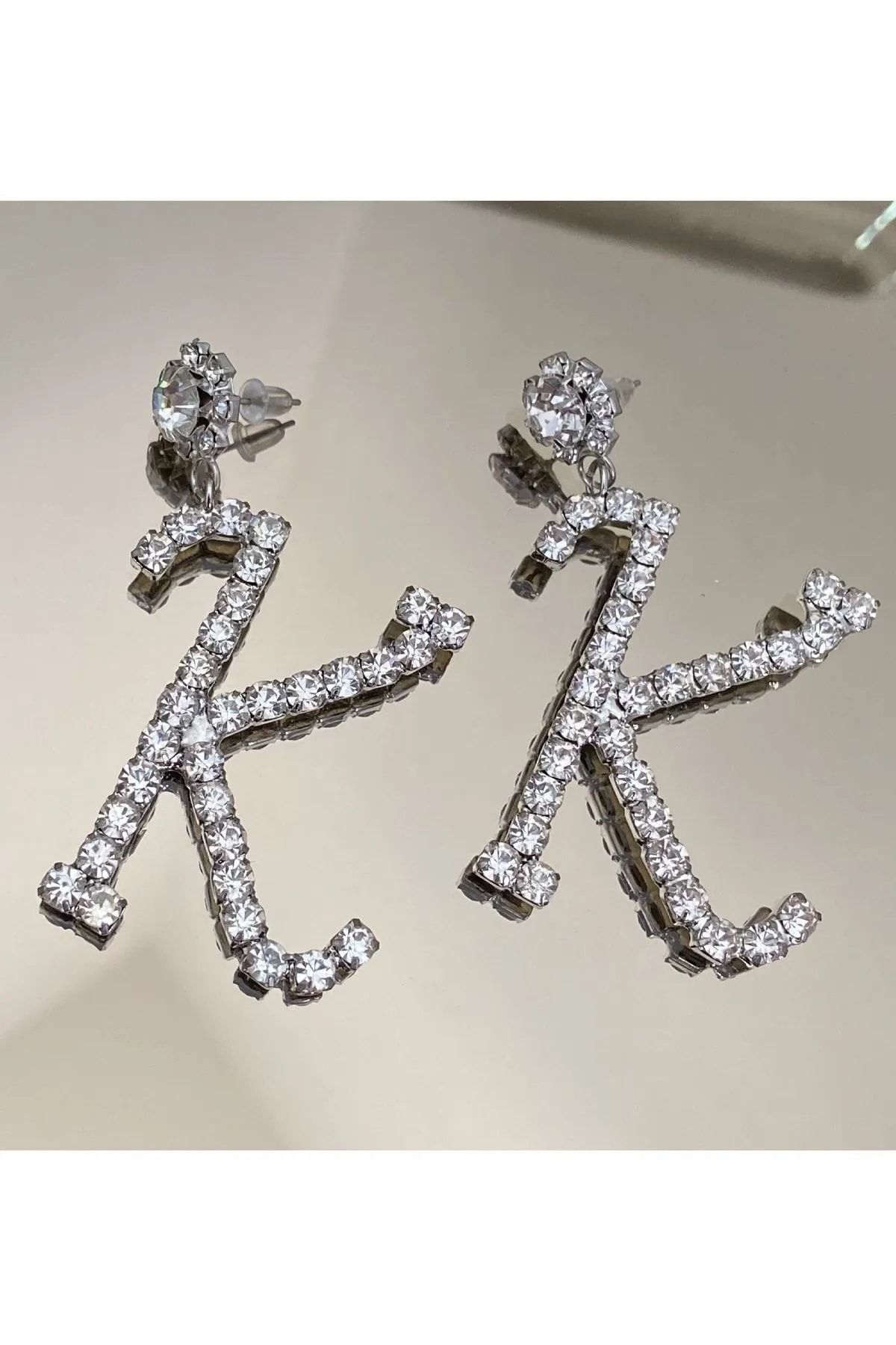 K online letter earrings
