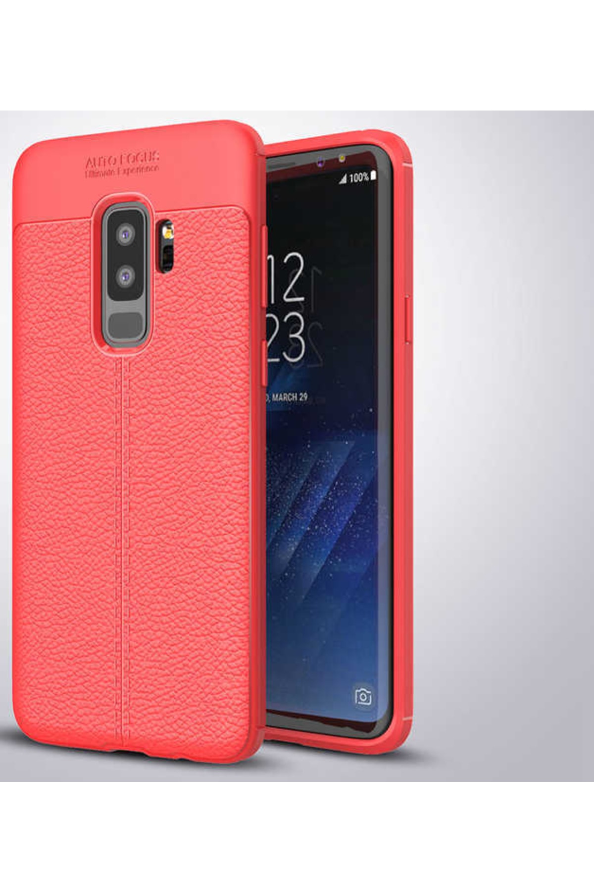 Samsung Galaxy S9 Plus Case Great Cut Niss Cover with Leather Surface Look
