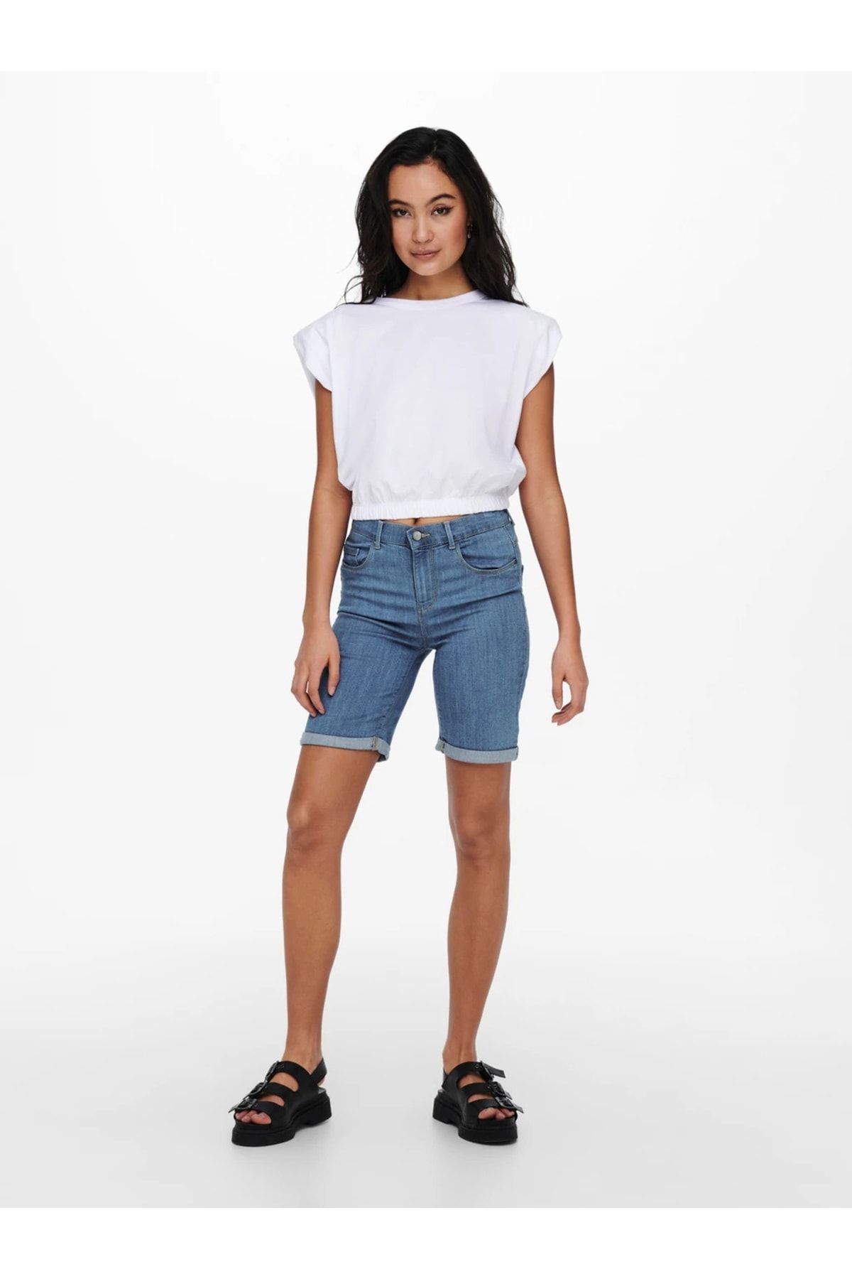 Long denim shorts outlet