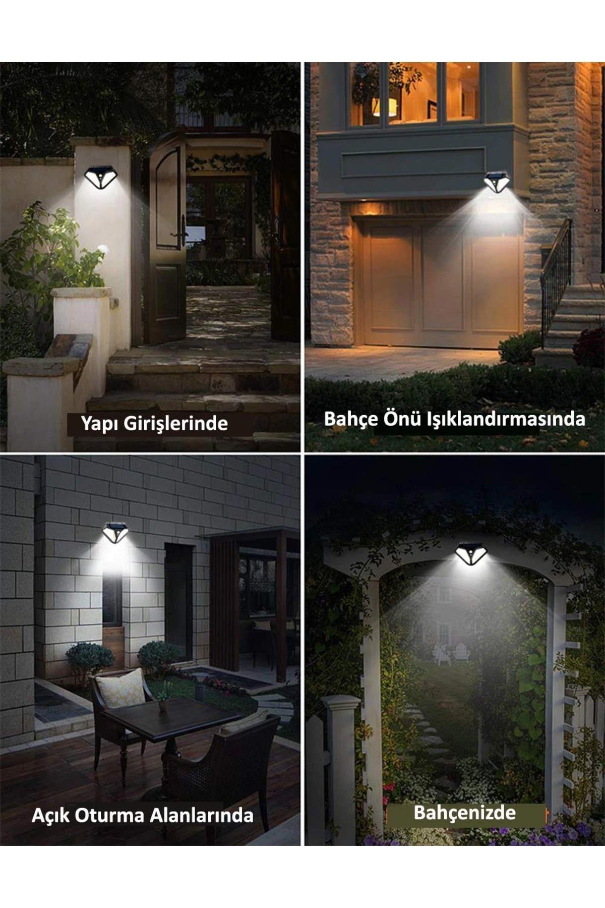 4adet 102 Ledli Güneş Enerjili 3 Modlu Solar Bahçe Aydınlatması Hareket Sensörlü Lamba 2