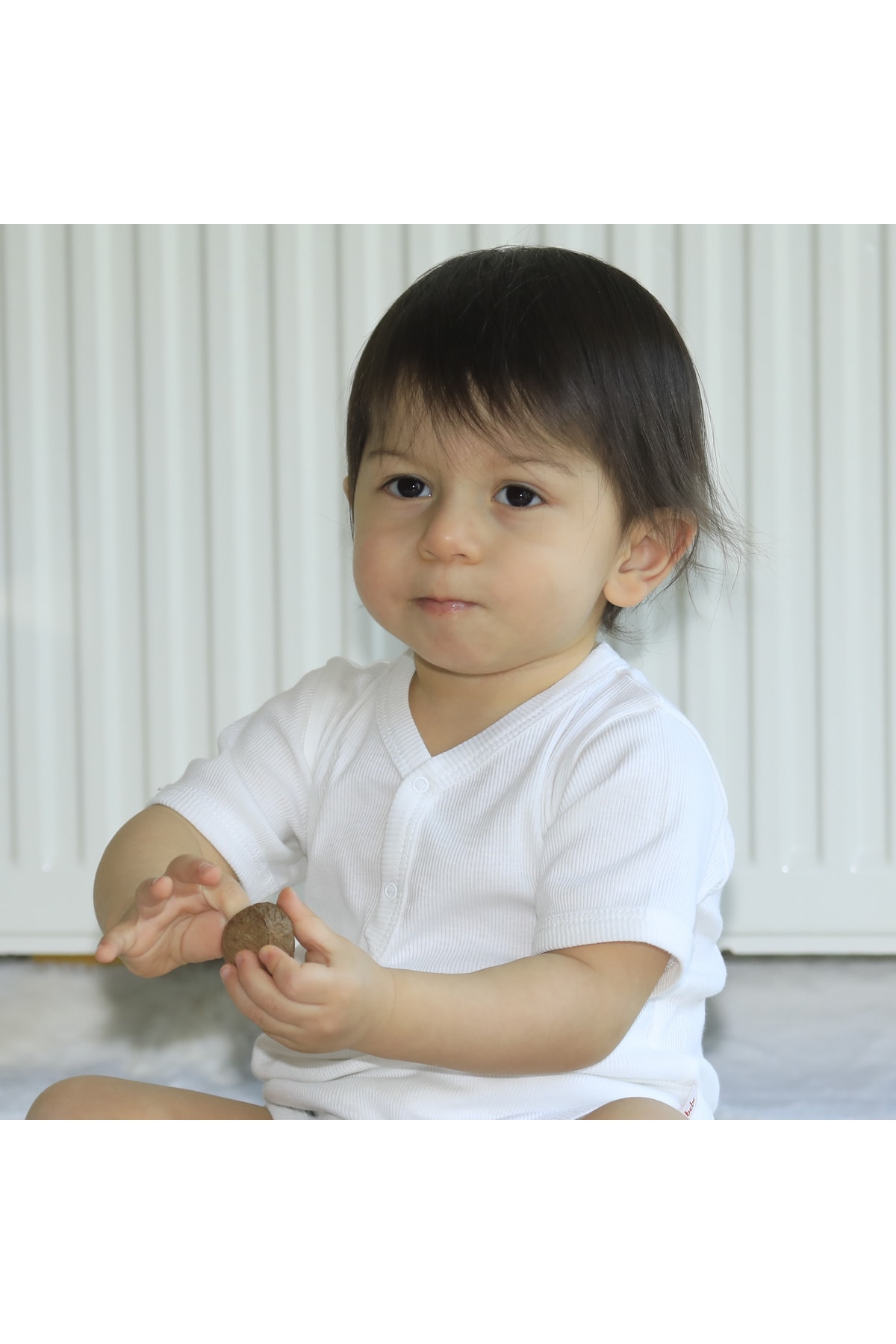 بادی نوزادی پسرانه – دخترانه سفید Bahar Bebe | BB0007BD اورجینال - تصویر 3