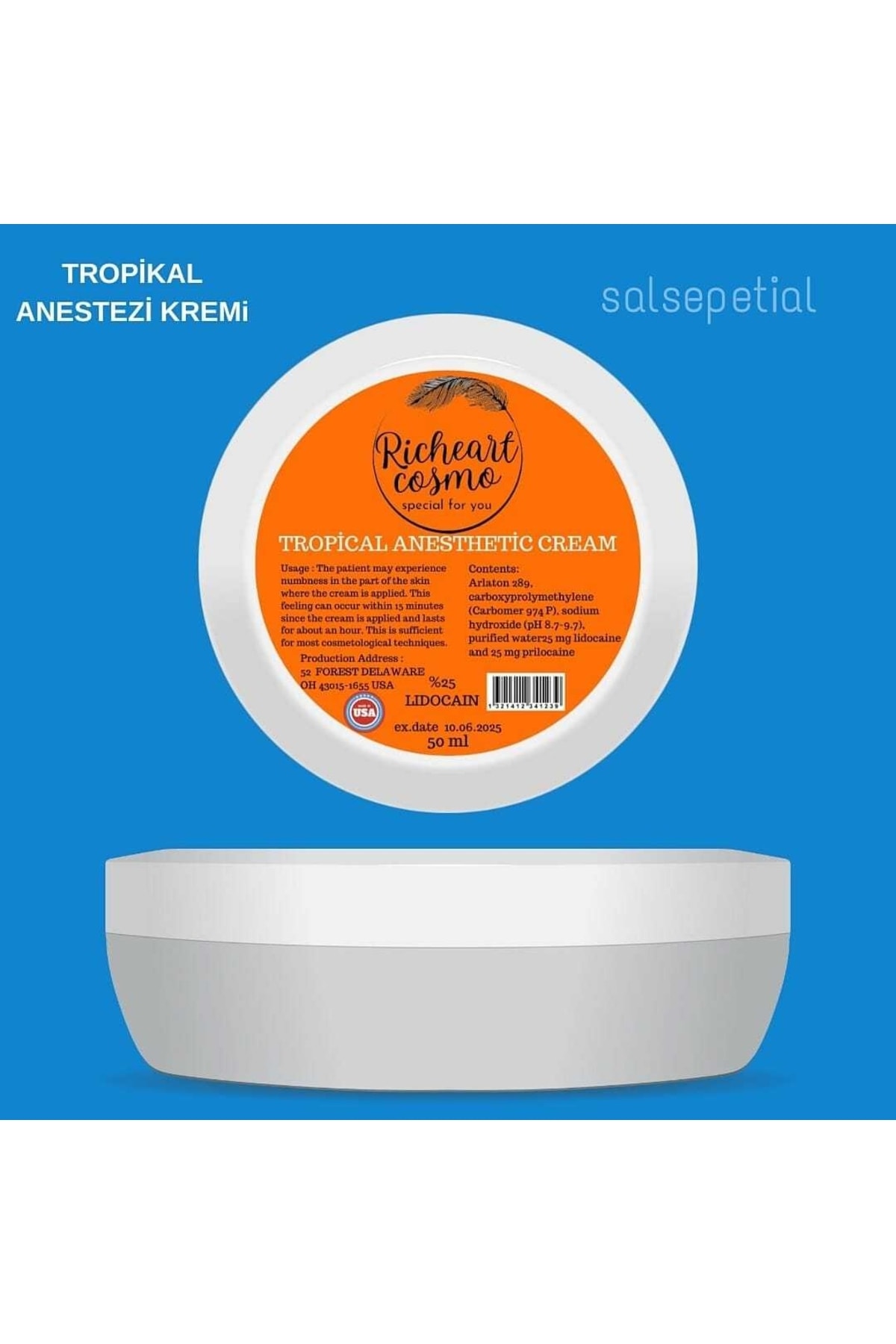 Tropikal Anestezi Kremi Işlem Öncesi Jel Krem 50ml — 5424 — تصویر 2 از 3